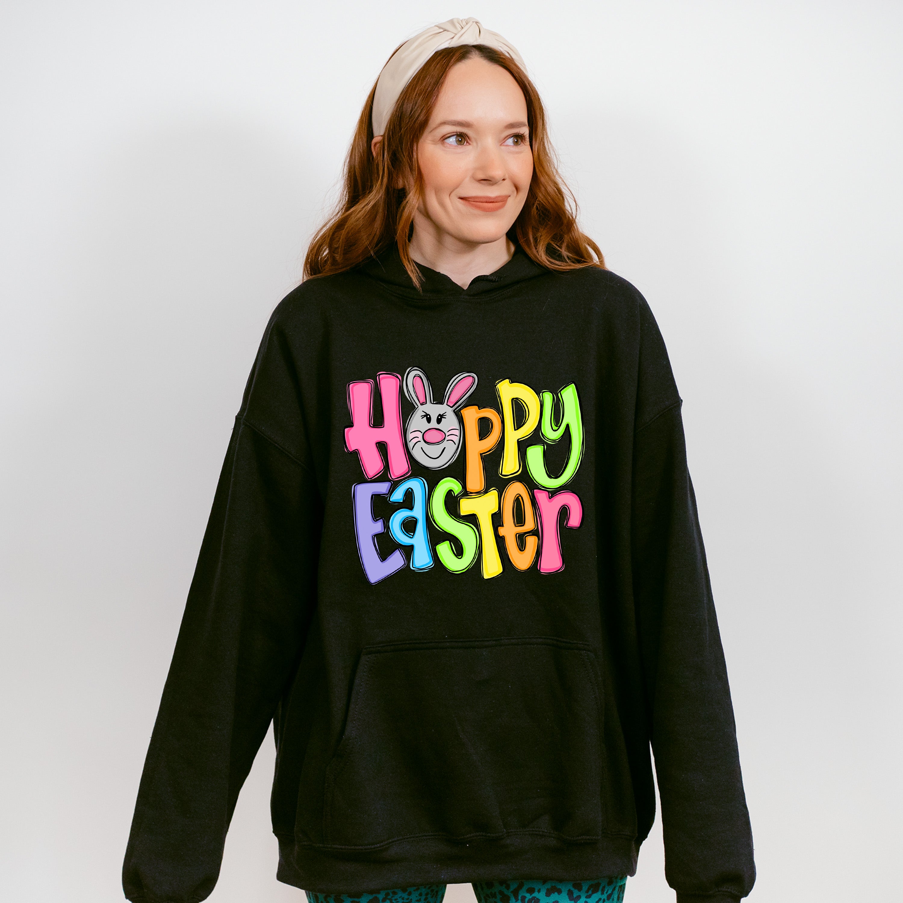 Hoppy Easter Pink Bunny Face Easter Day Unisex Crewneck T-Shirt Sweatshirt Hoodie