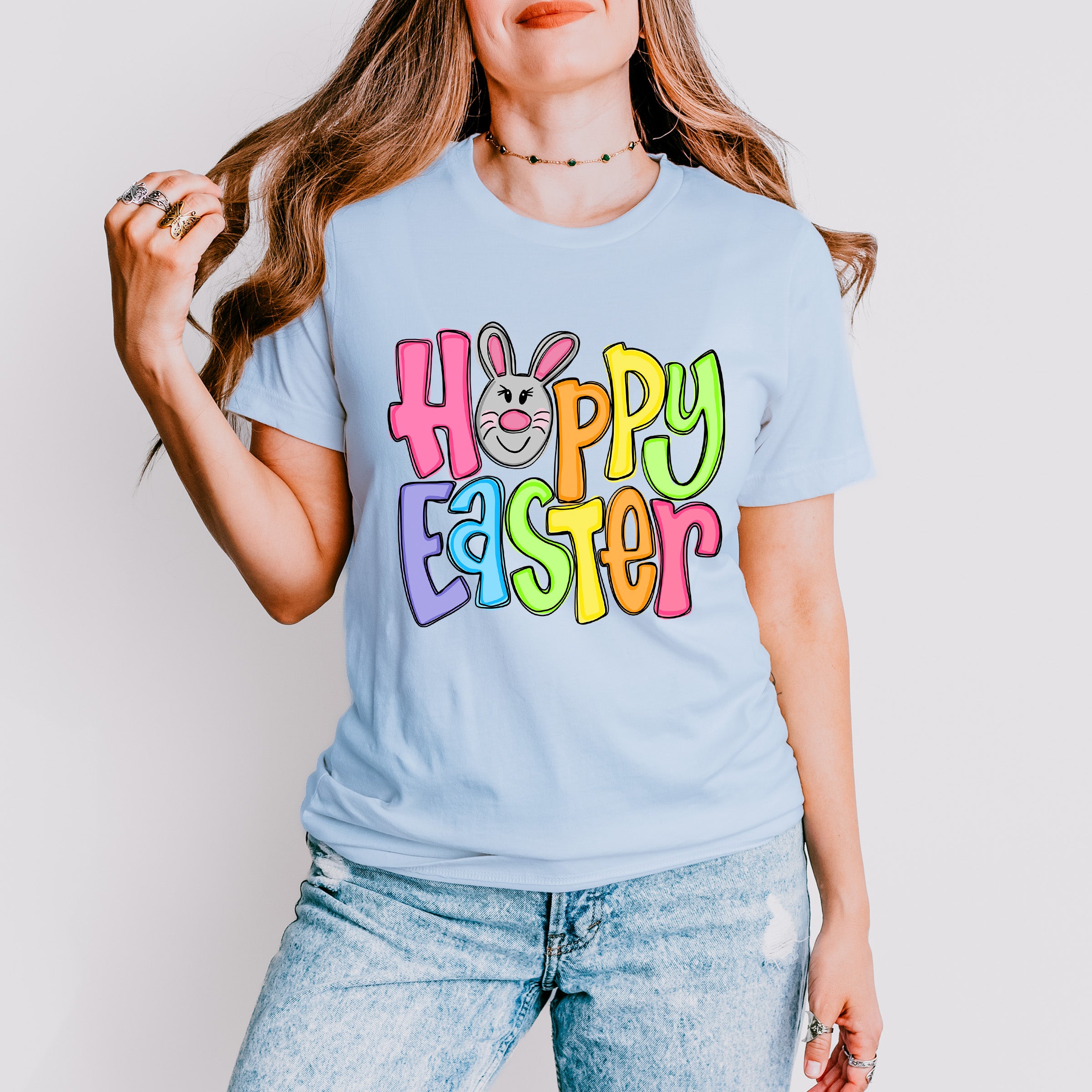 Hoppy Easter Pink Bunny Face Easter Day Unisex Crewneck T-Shirt Sweatshirt Hoodie