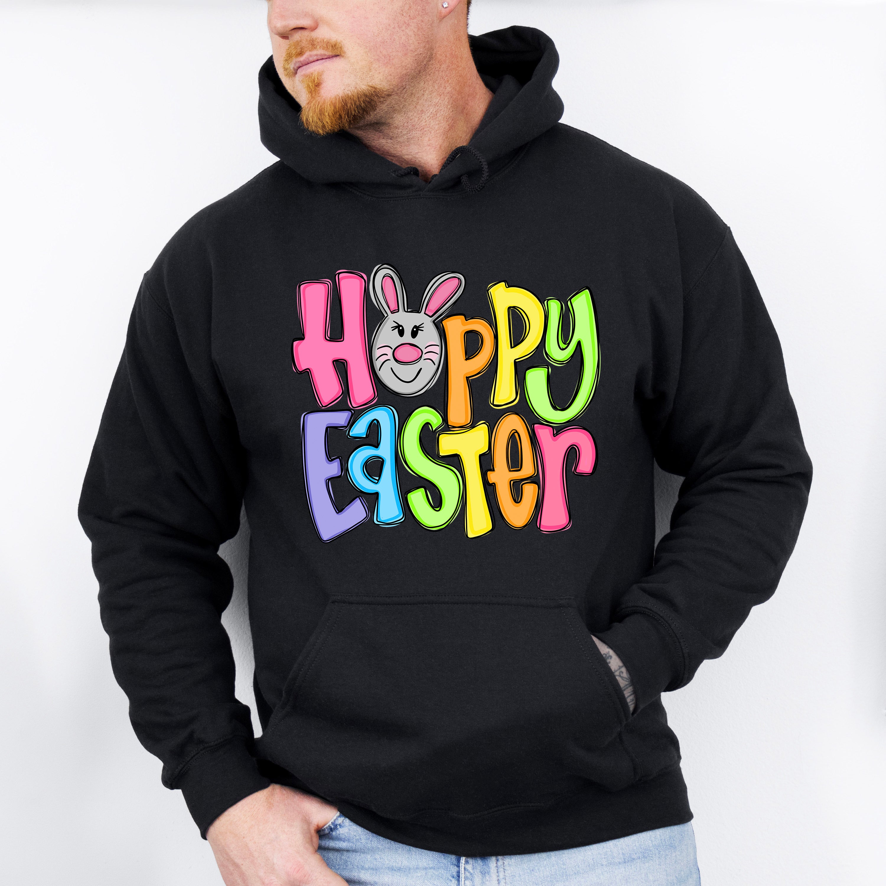 Hoppy Easter Pink Bunny Face Easter Day Unisex Crewneck T-Shirt Sweatshirt Hoodie
