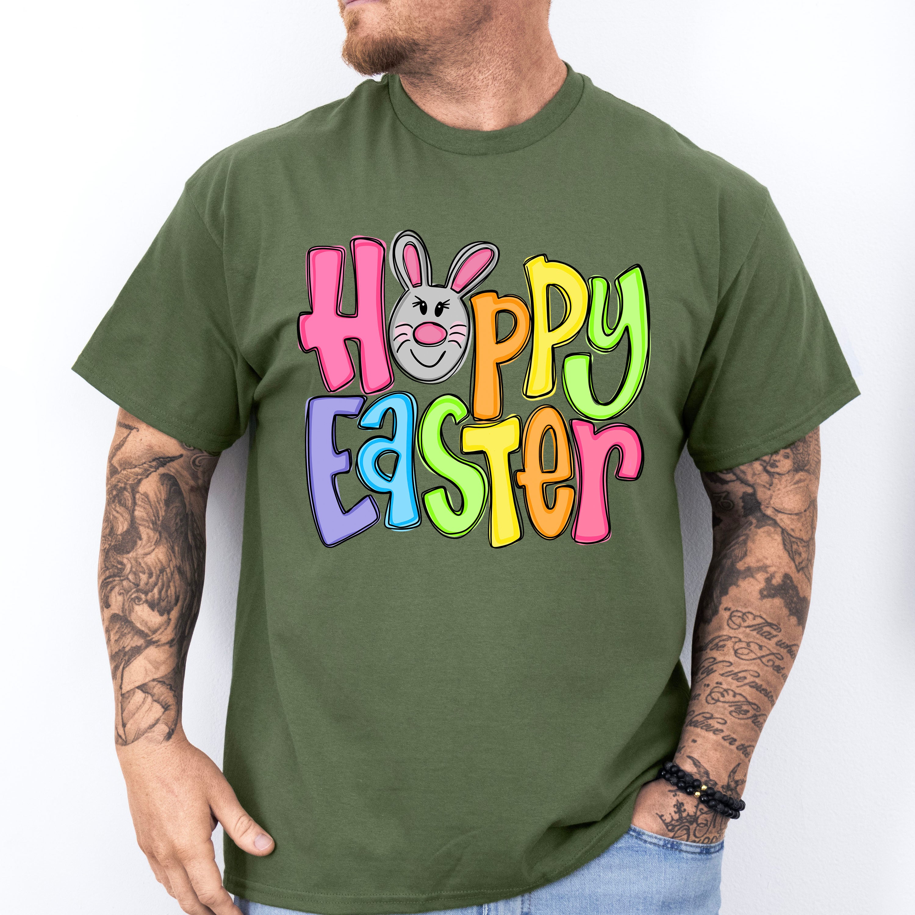 Hoppy Easter Pink Bunny Face Easter Day Unisex Crewneck T-Shirt Sweatshirt Hoodie