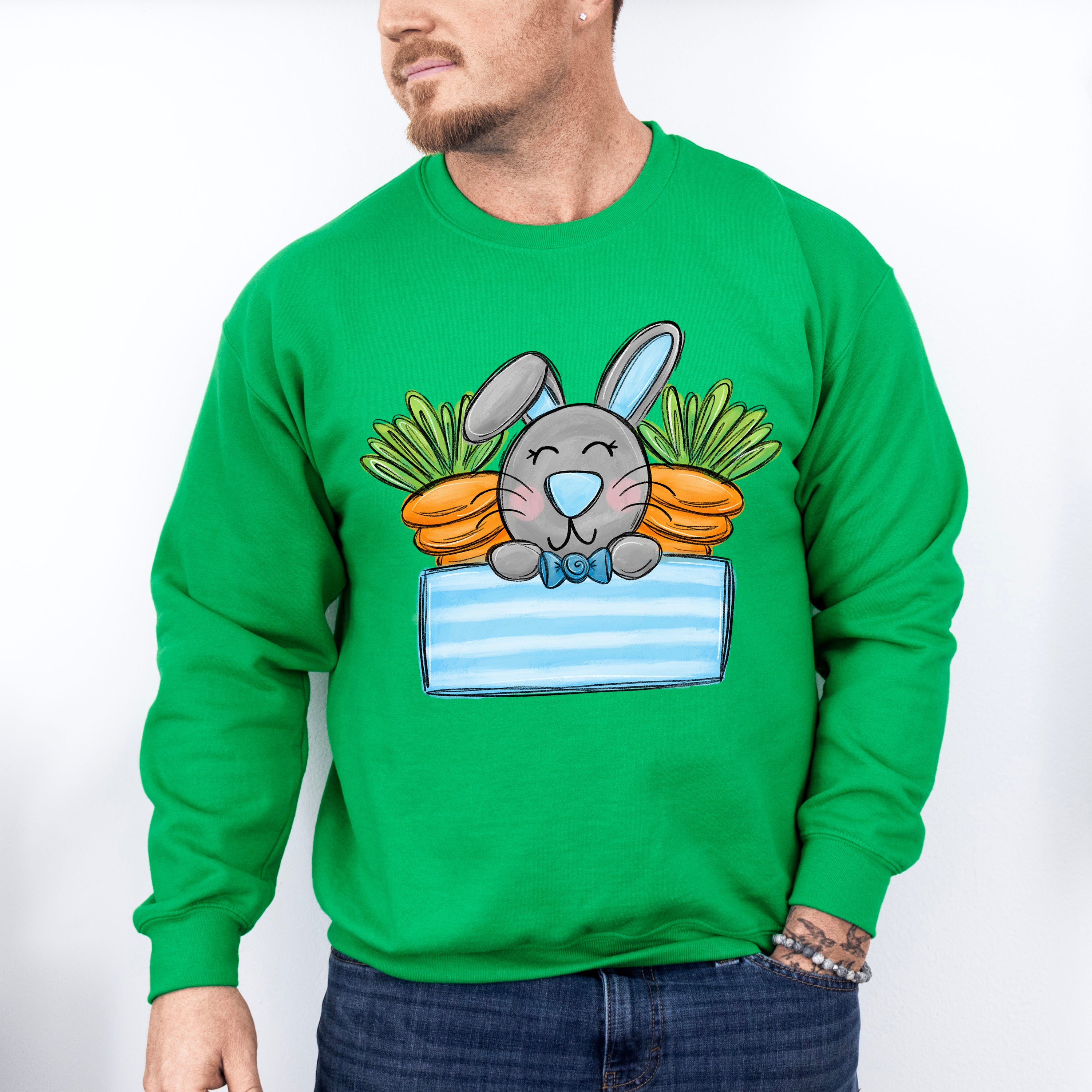 Bunny And Carrots Easter Day Unisex Crewneck T-Shirt Sweatshirt Hoodie