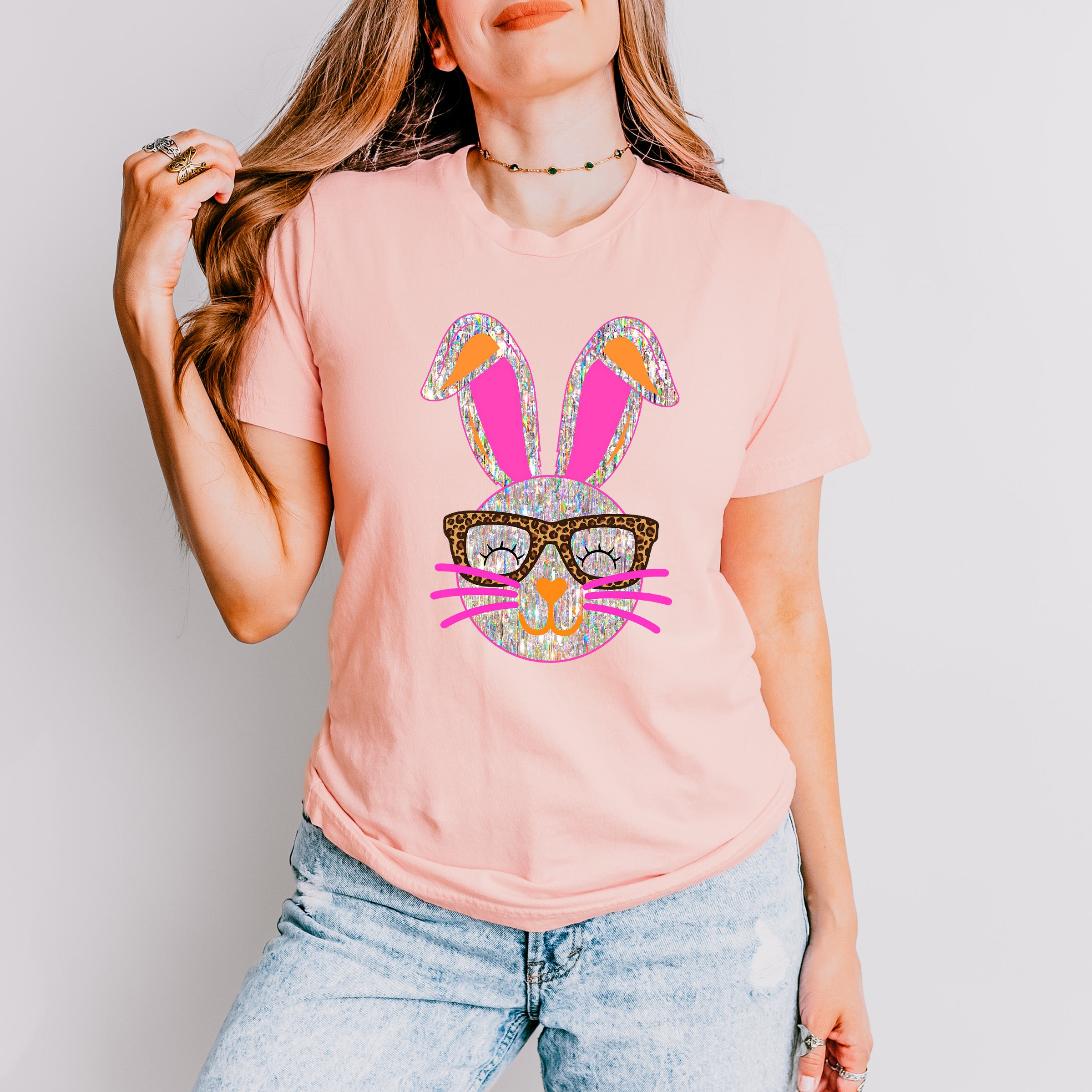 Bunny Glasses Easter Day Unisex Crewneck T-Shirt Sweatshirt Hoodie