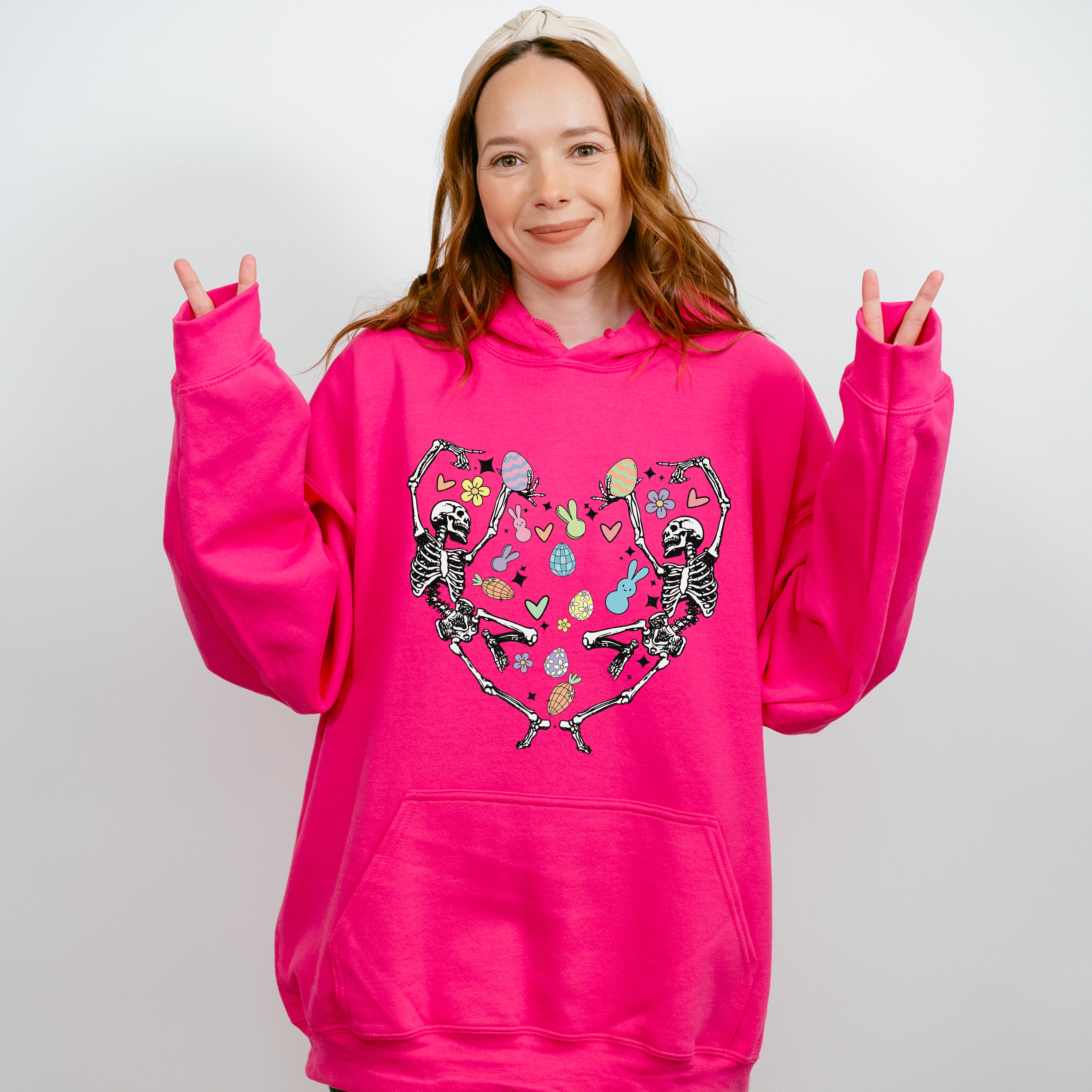 Skeletons Heart Shape Easter Day Unisex Crewneck T-Shirt Sweatshirt Hoodie
