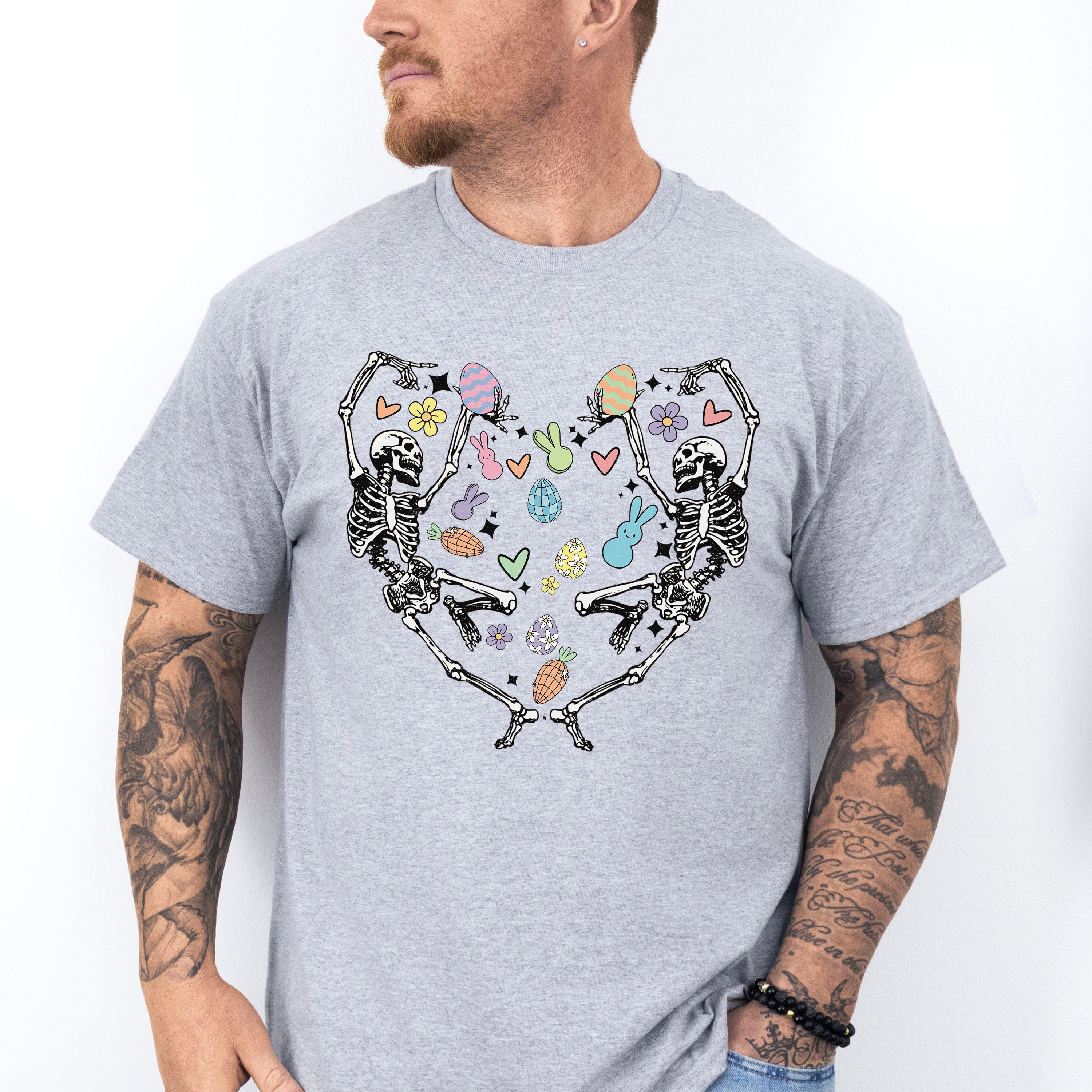 Skeletons Heart Shape Easter Day Unisex Crewneck T-Shirt Sweatshirt Hoodie