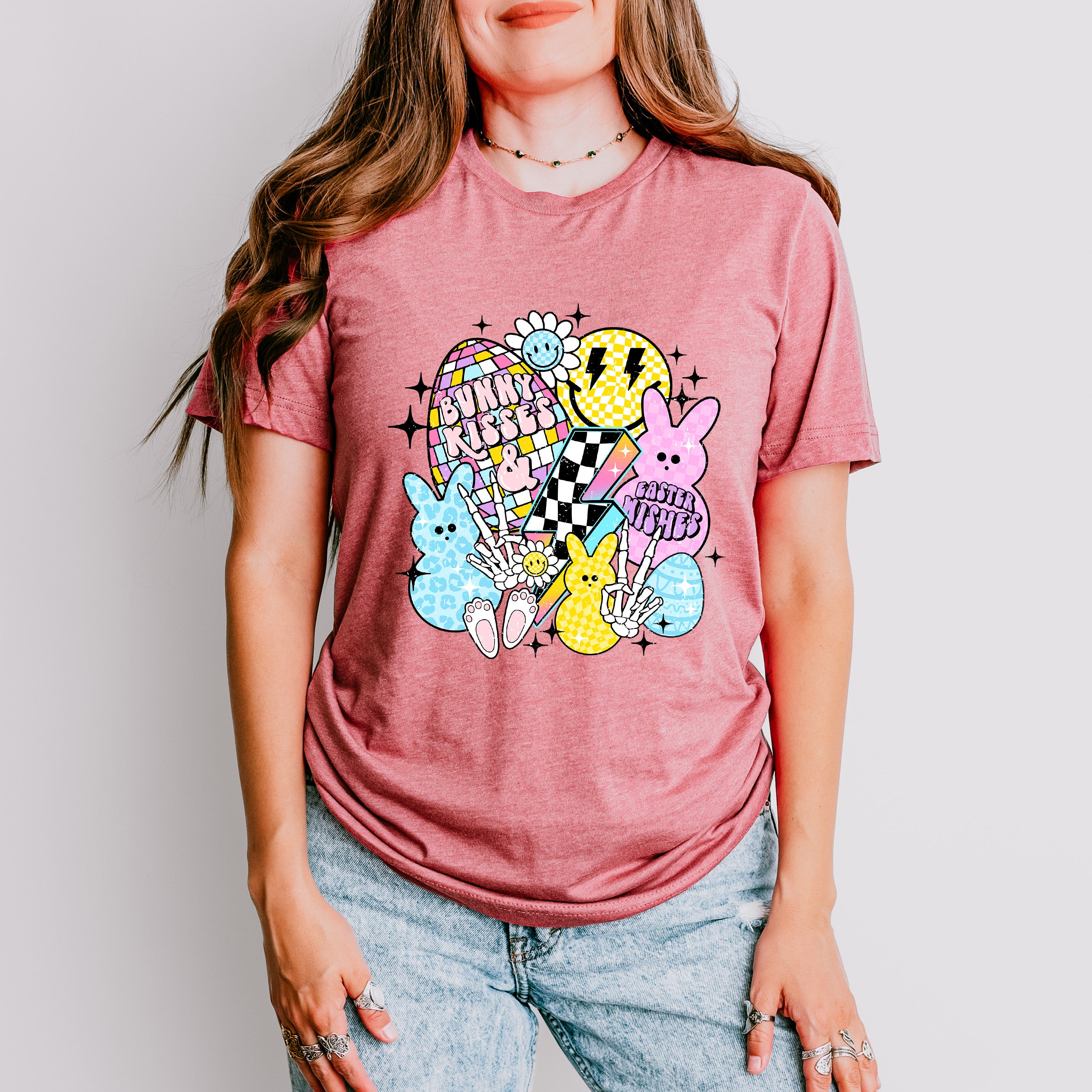 Bunny Kisses Easter Wishes Easter Day Unisex Crewneck T-Shirt Sweatshirt Hoodie
