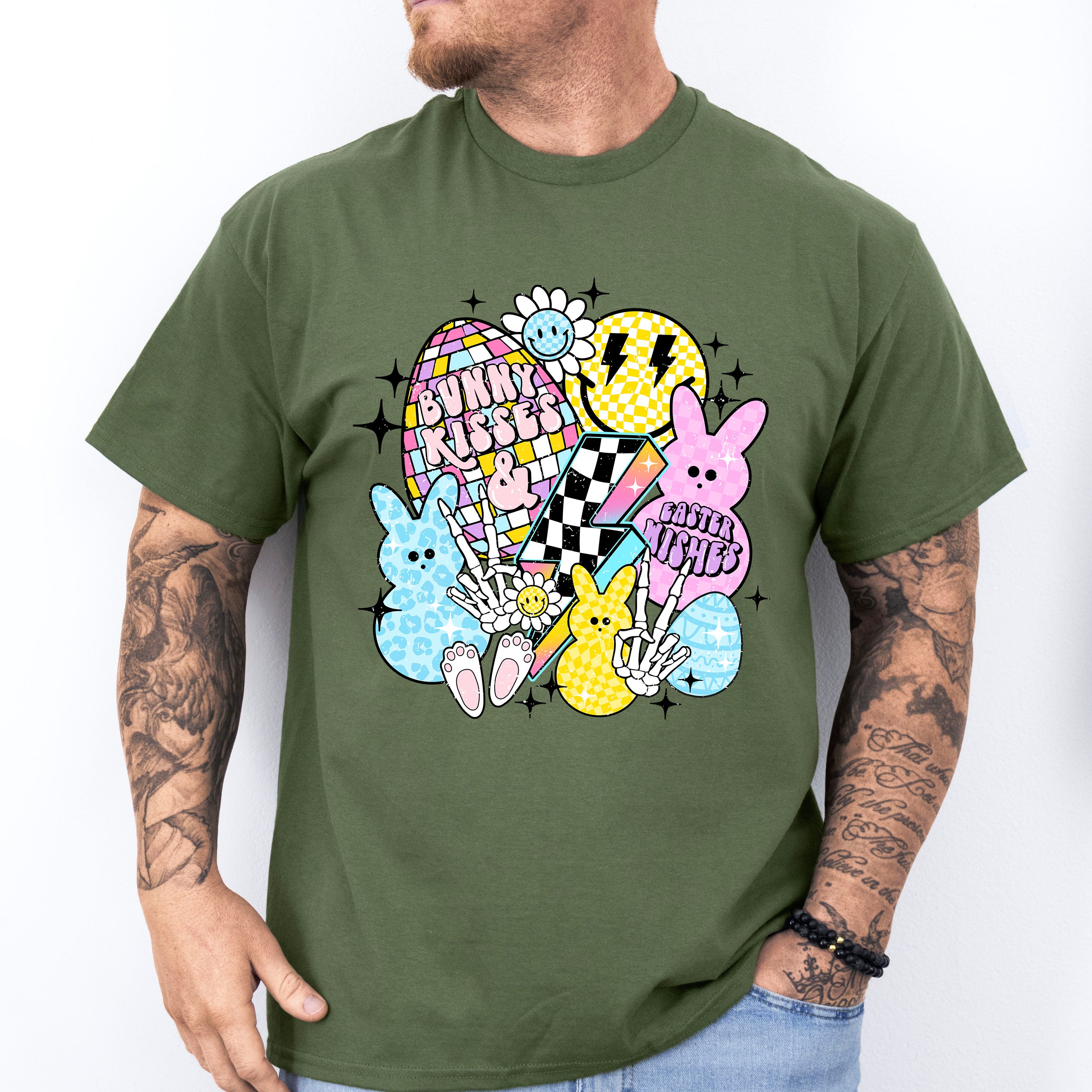 Bunny Kisses Easter Wishes Easter Day Unisex Crewneck T-Shirt Sweatshirt Hoodie