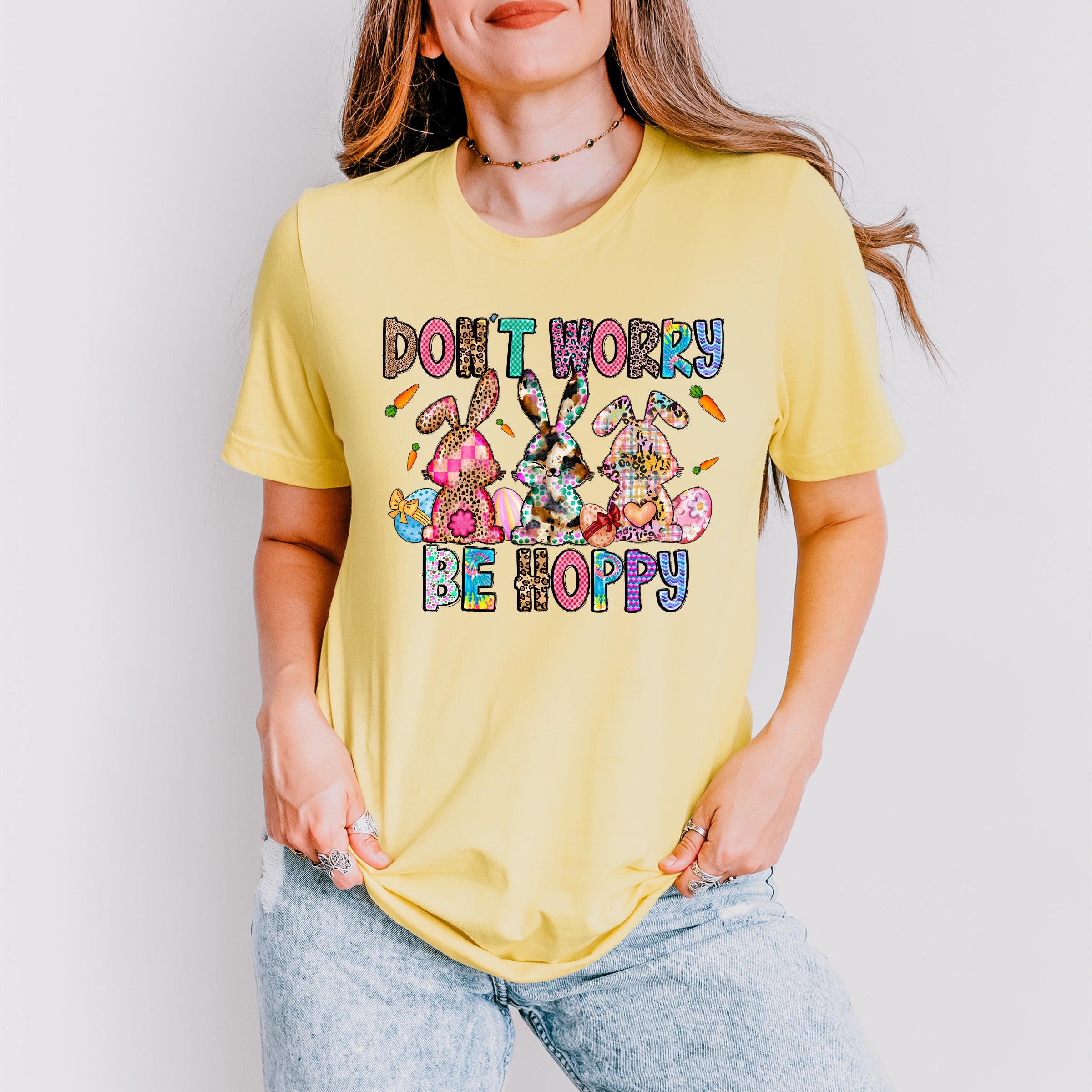 Don't Worry Be Happy Easter Day Unisex Crewneck T-Shirt Sweatshirt Hoodie