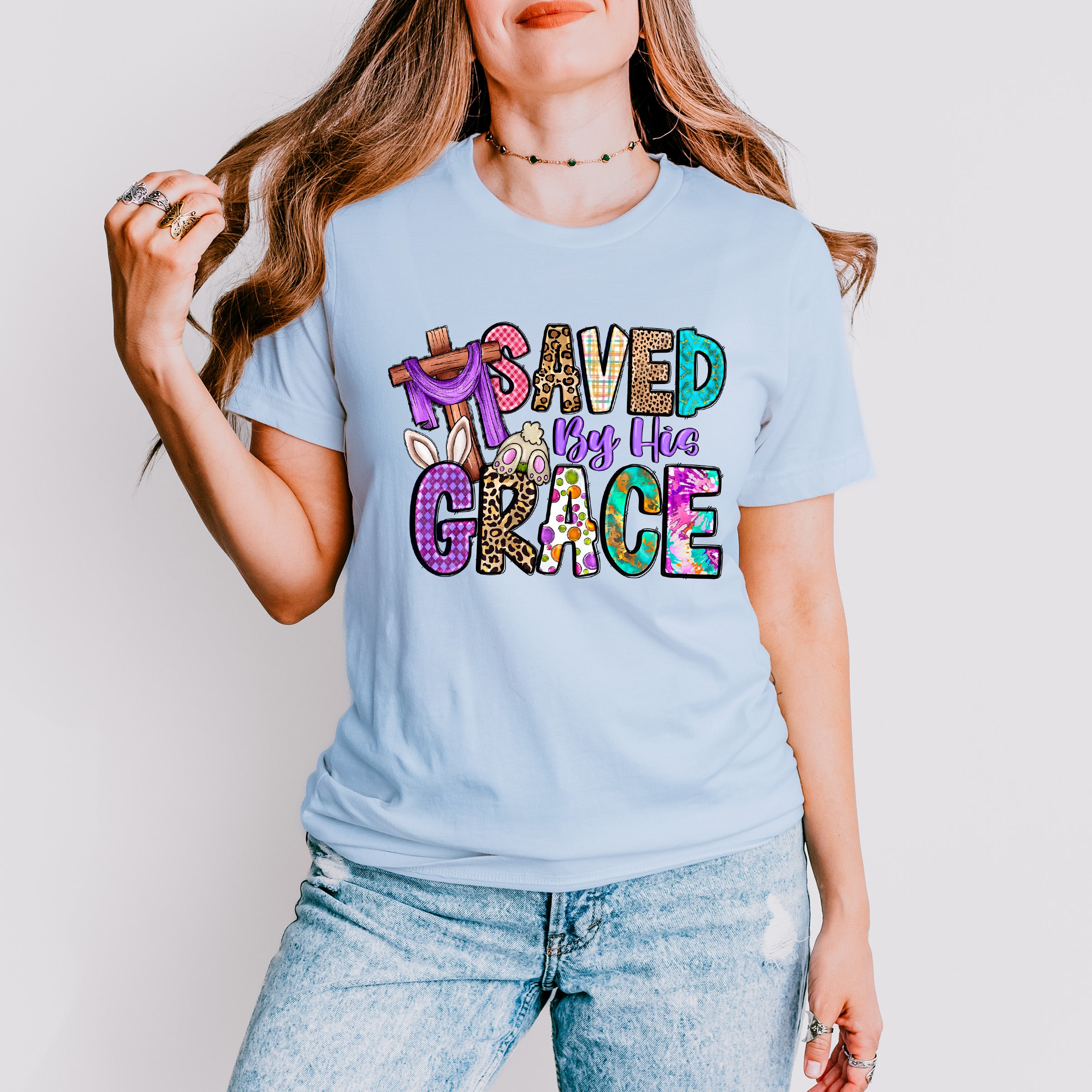 Saved By His Grace Easter Day Unisex Crewneck T-Shirt Sweatshirt Hoodie