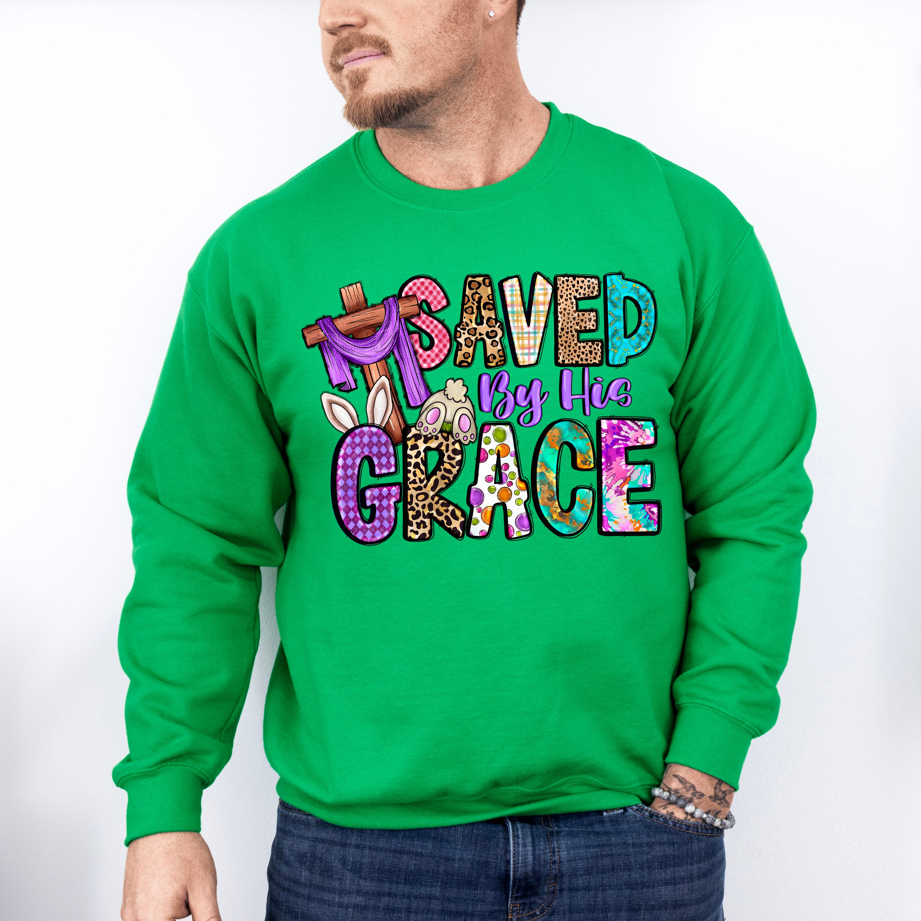 Saved By His Grace Easter Day Unisex Crewneck T-Shirt Sweatshirt Hoodie