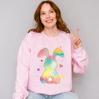 Rainbow Bunny Easter Day Unisex Crewneck T-Shirt Sweatshirt Hoodie