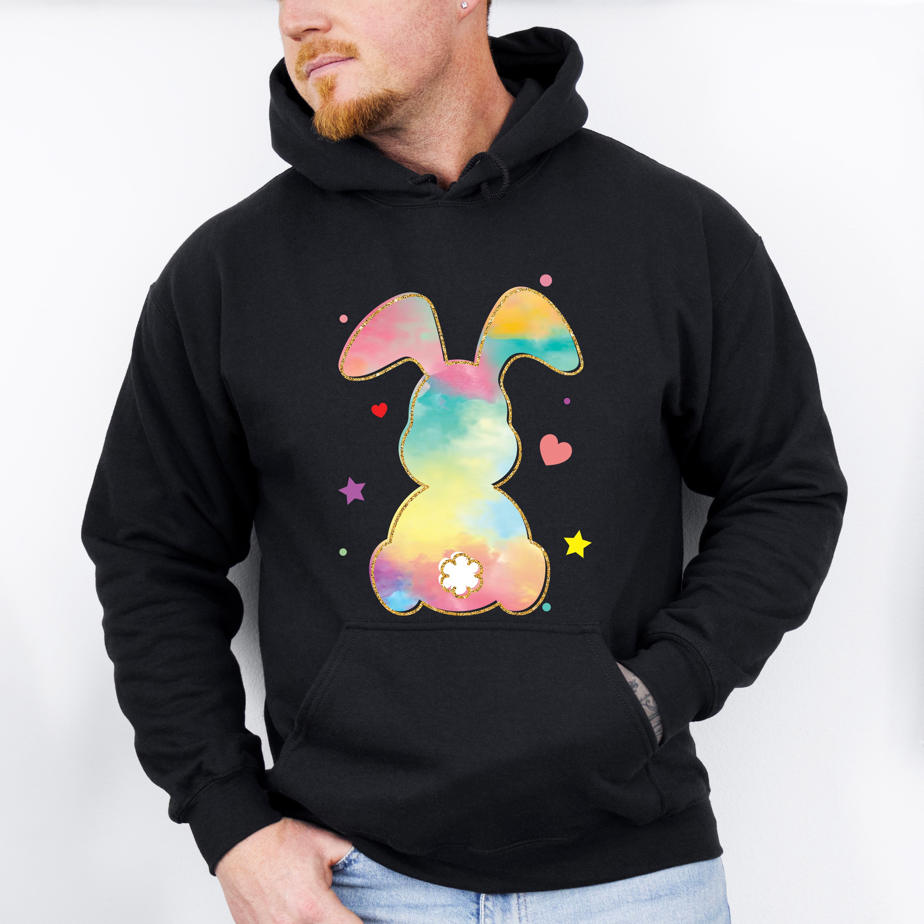 Rainbow Bunny Easter Day Unisex Crewneck T-Shirt Sweatshirt Hoodie