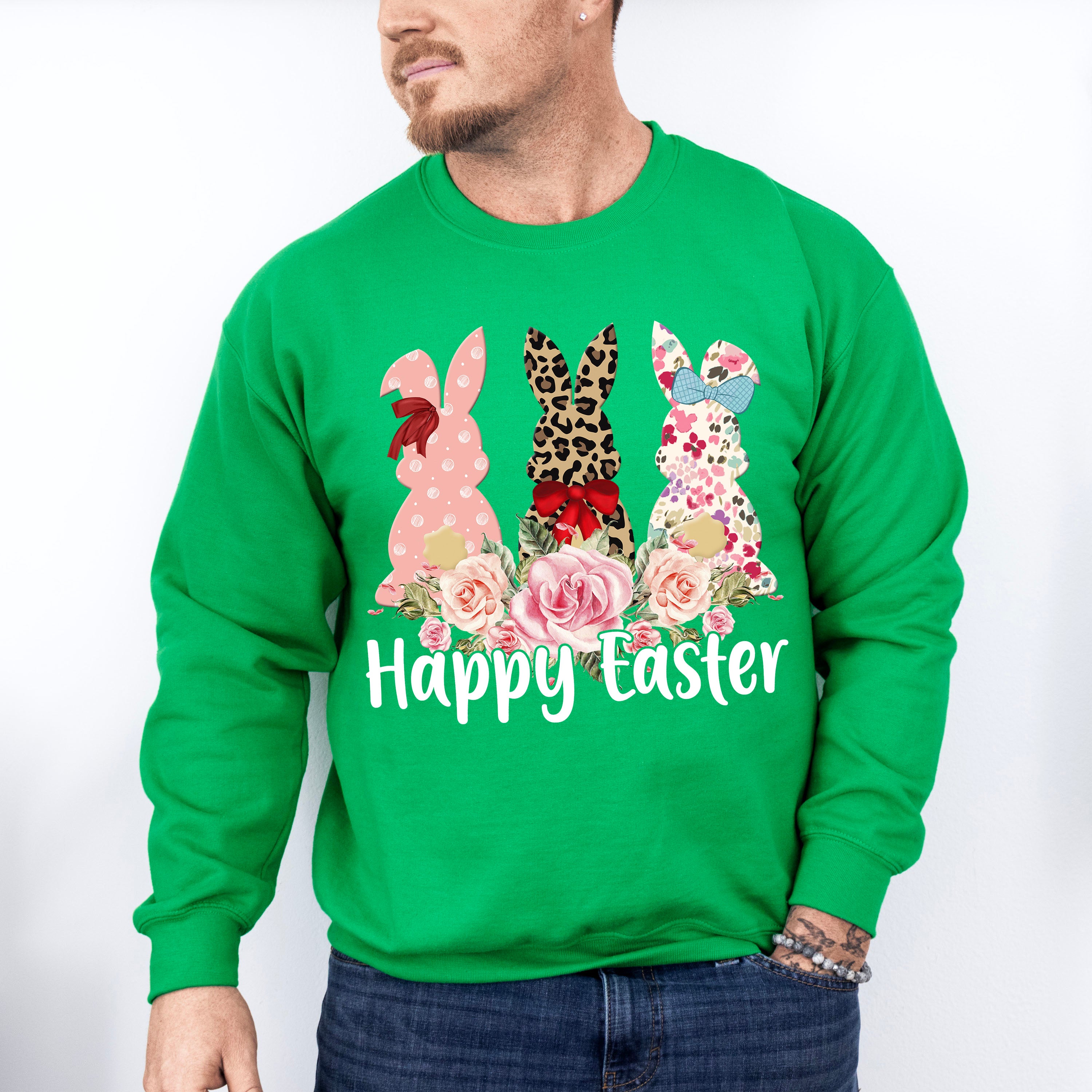 Trio Bunny Easter Day Unisex Crewneck T-Shirt Sweatshirt Hoodie