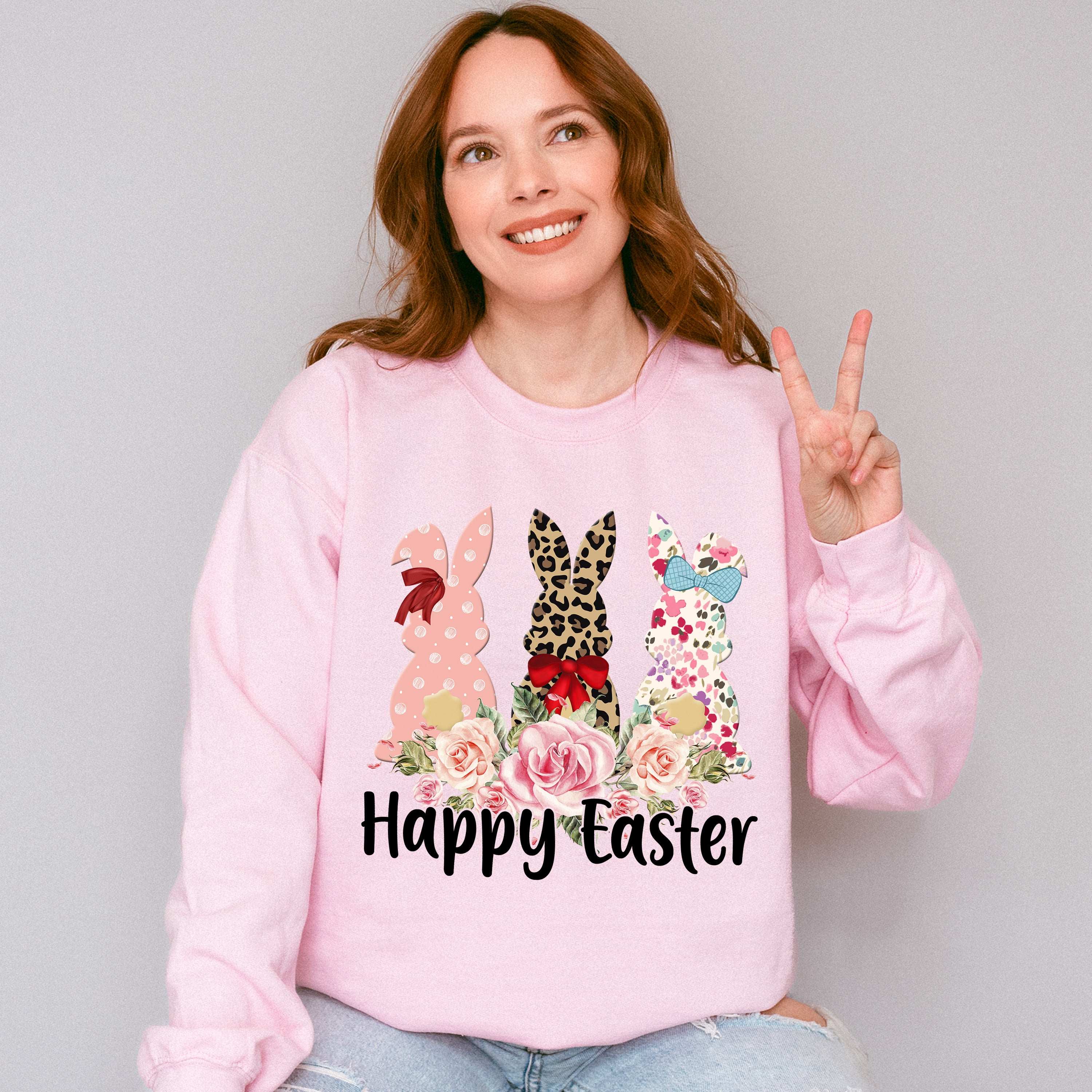 Trio Bunny Easter Day Unisex Crewneck T-Shirt Sweatshirt Hoodie