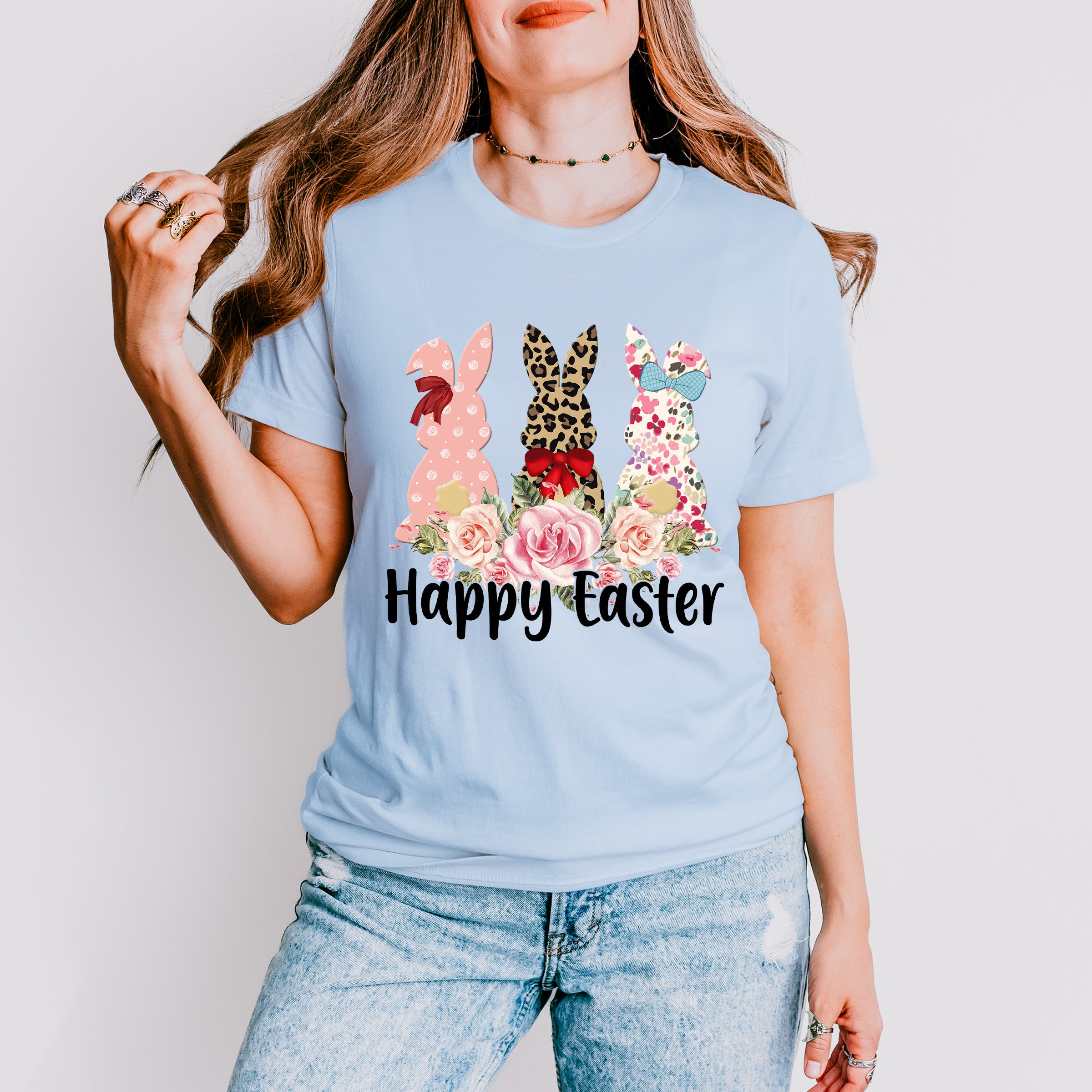 Trio Bunny Easter Day Unisex Crewneck T-Shirt Sweatshirt Hoodie