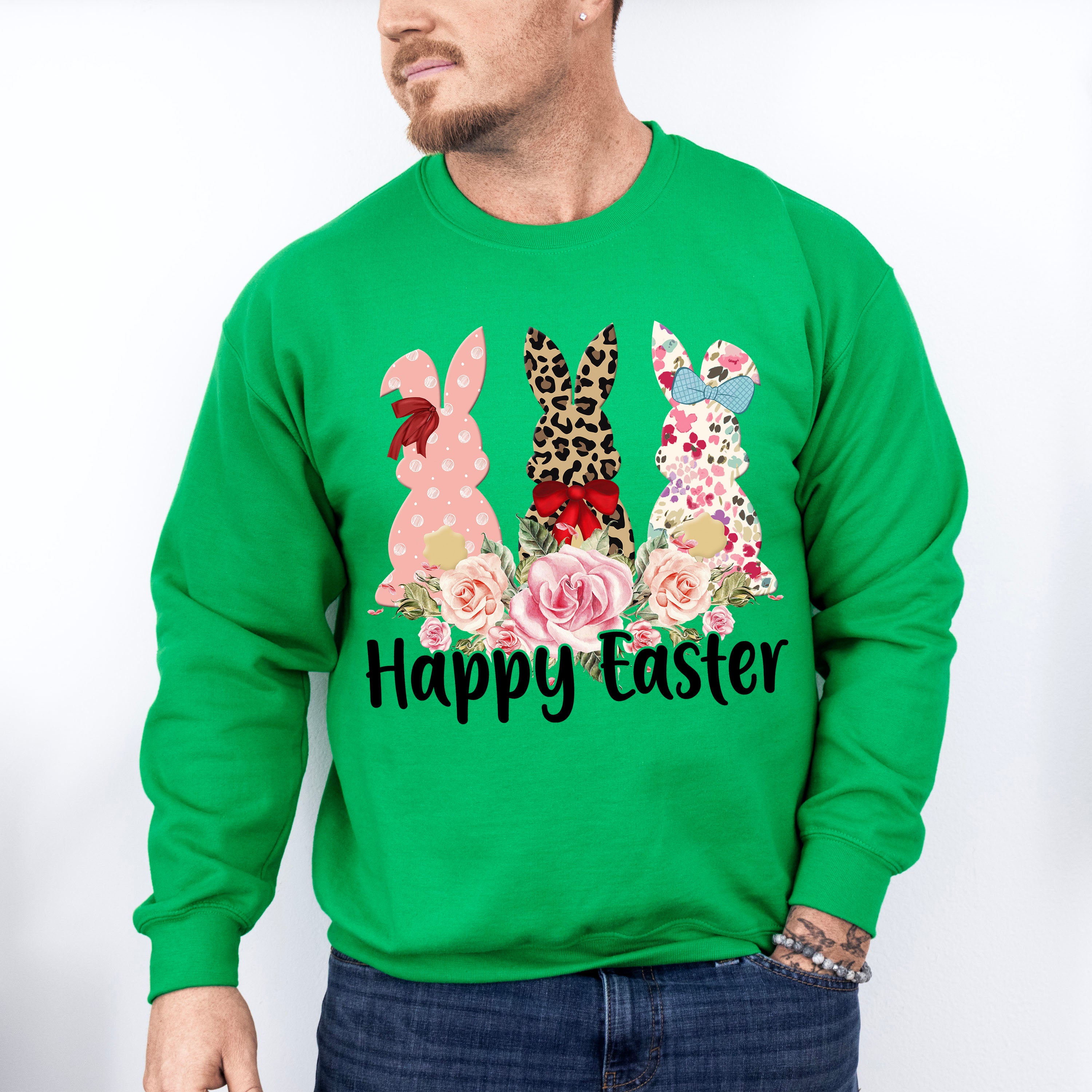 Trio Bunny Easter Day Unisex Crewneck T-Shirt Sweatshirt Hoodie