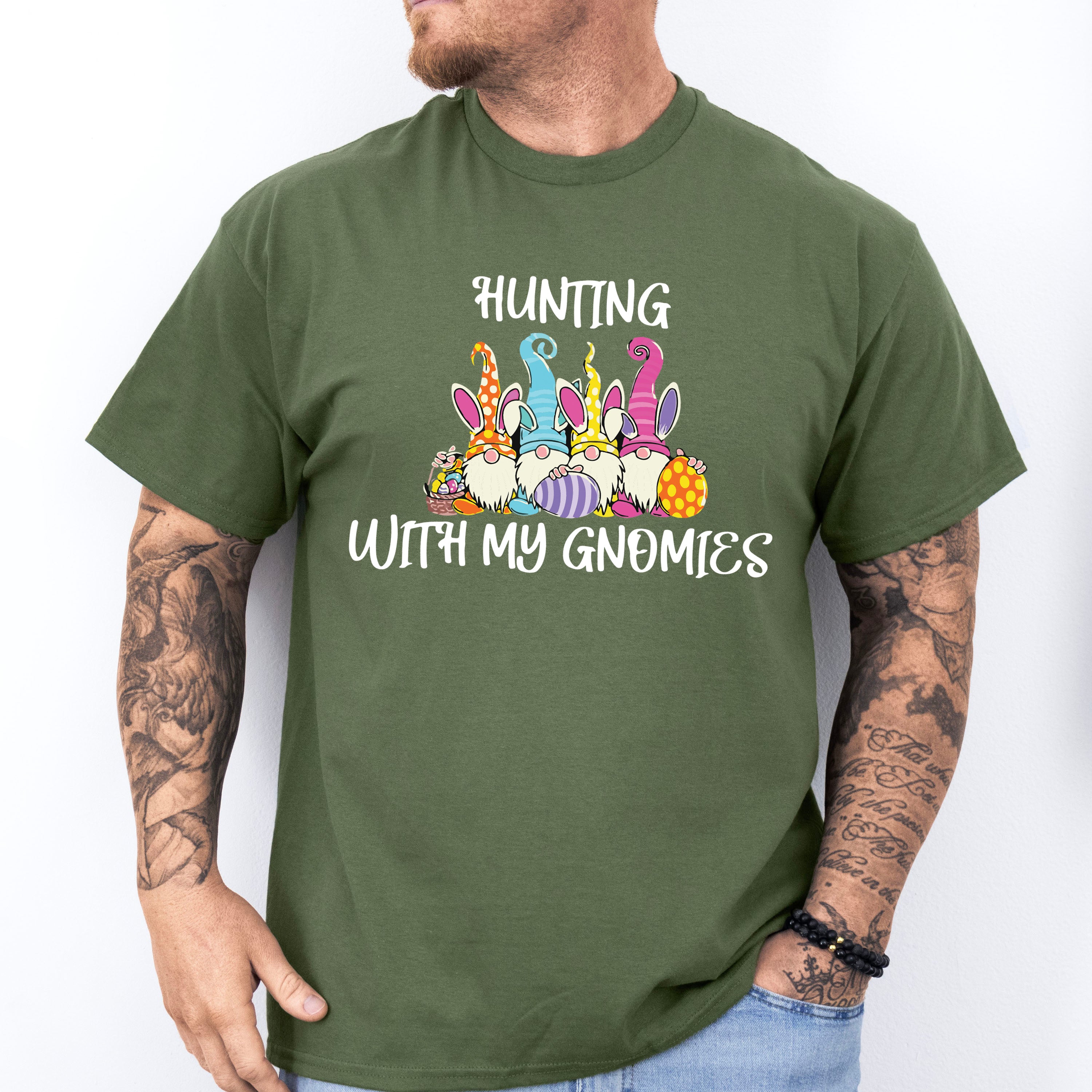 Hunting With My Gnomies Easter Day Unisex Crewneck T-Shirt Sweatshirt Hoodie