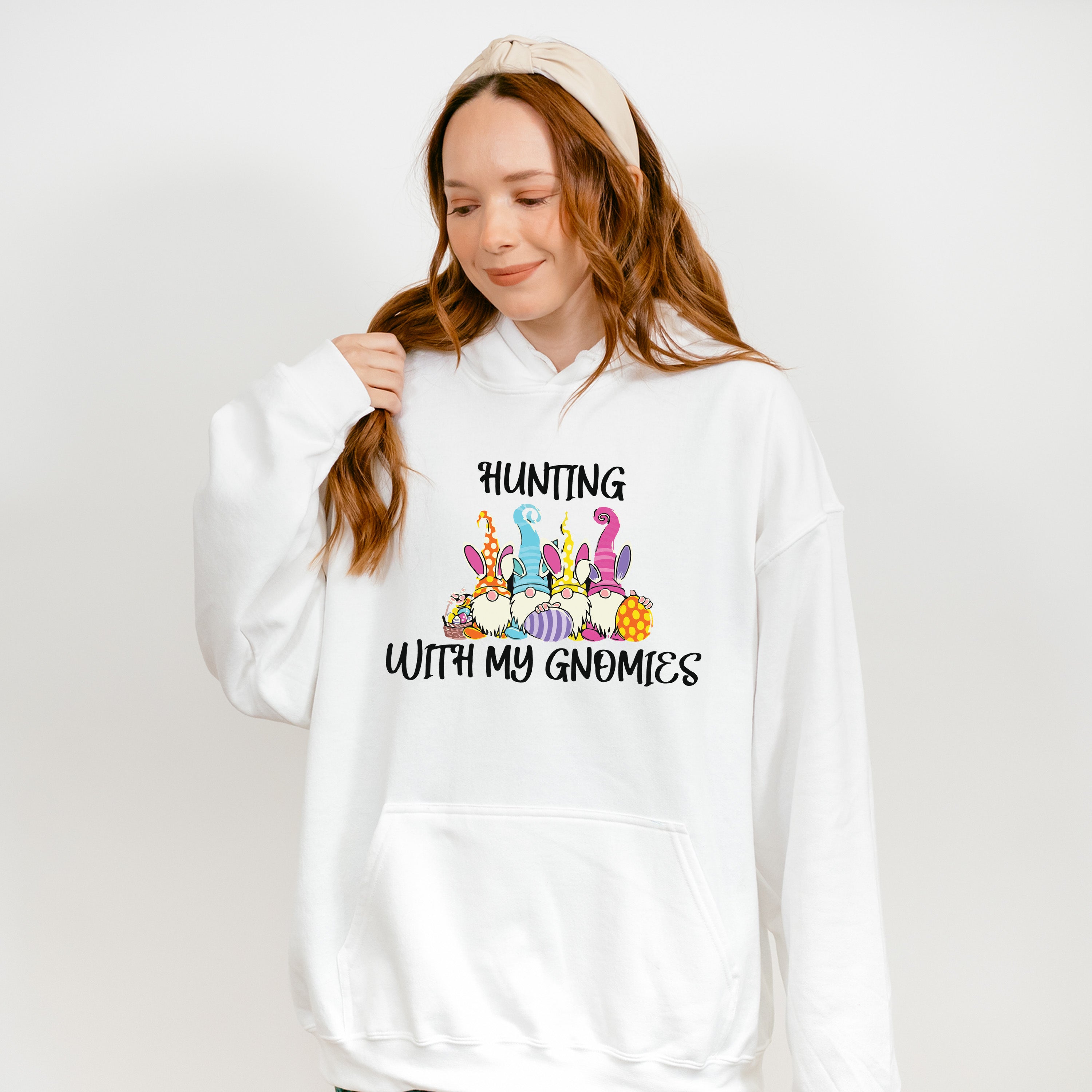 Hunting With My Gnomies Easter Day Unisex Crewneck T-Shirt Sweatshirt Hoodie