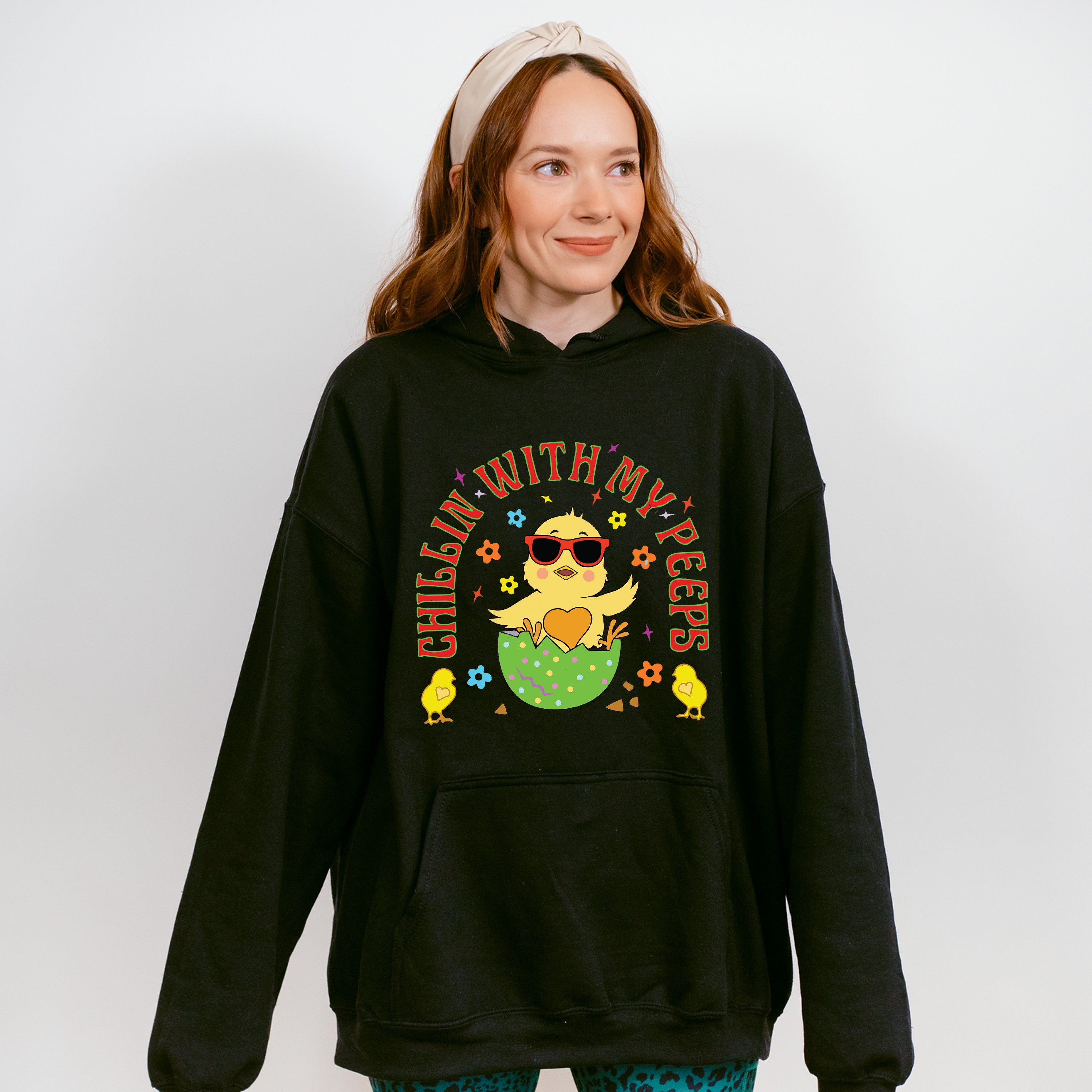 Chilling With My Peeps Easter Day Unisex Crewneck T-Shirt Sweatshirt Hoodie
