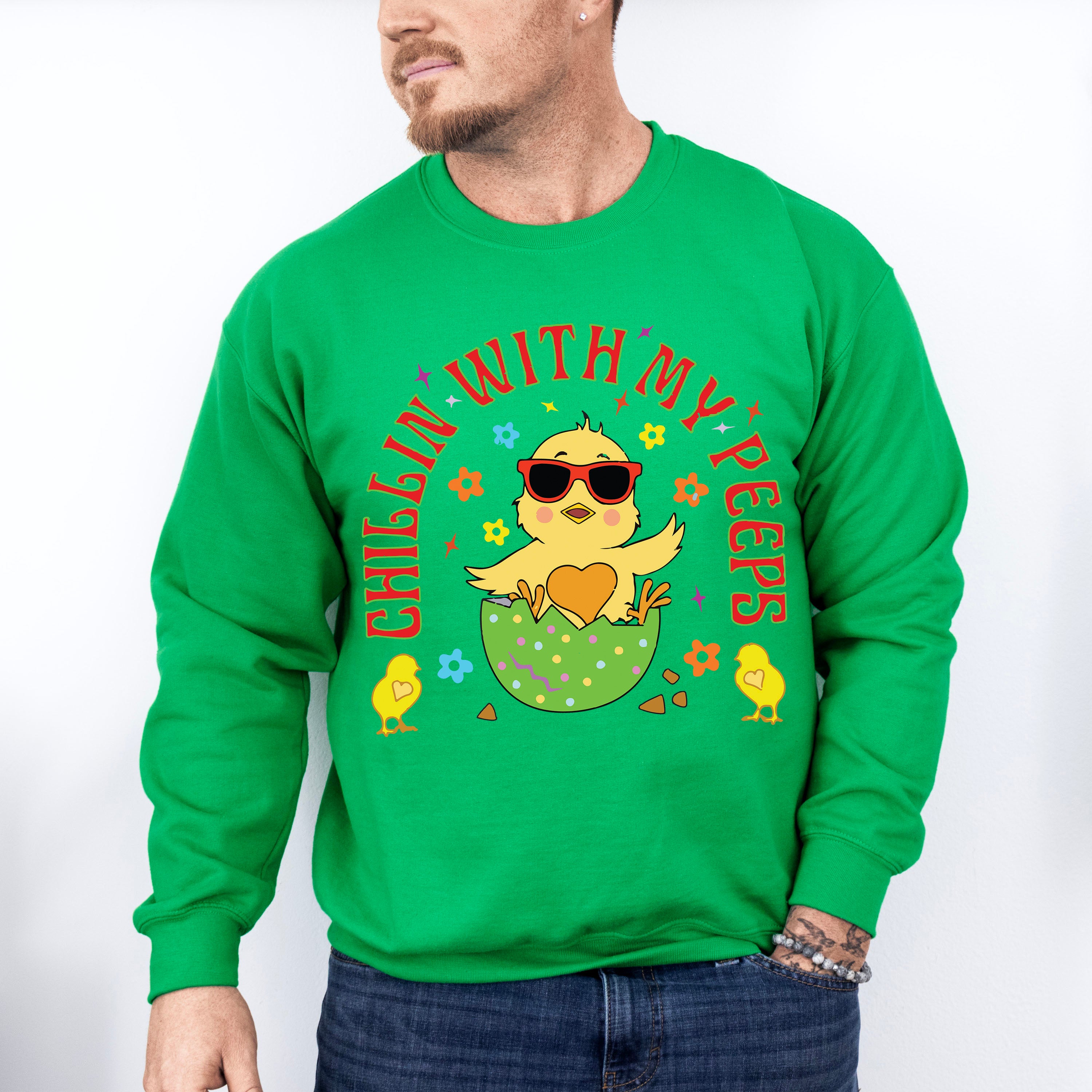 Chilling With My Peeps Easter Day Unisex Crewneck T-Shirt Sweatshirt Hoodie