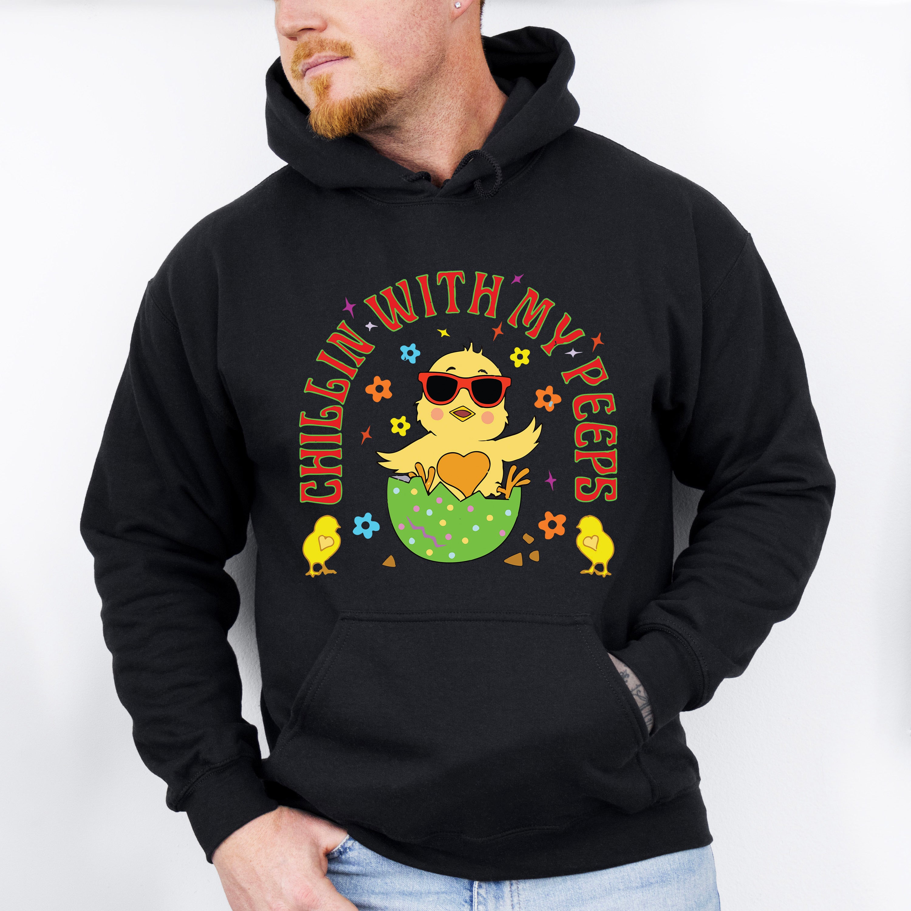 Chilling With My Peeps Easter Day Unisex Crewneck T-Shirt Sweatshirt Hoodie