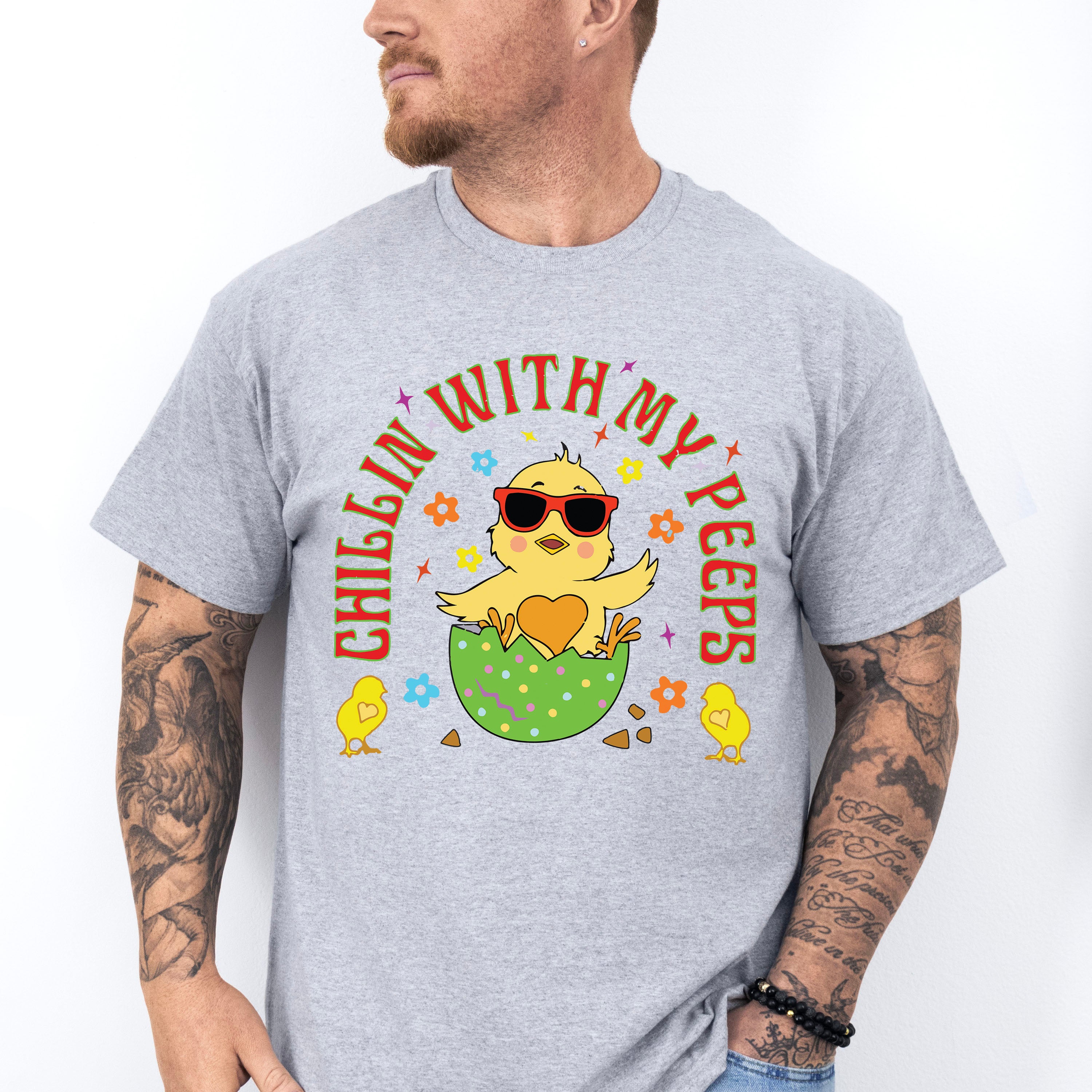 Chilling With My Peeps Easter Day Unisex Crewneck T-Shirt Sweatshirt Hoodie
