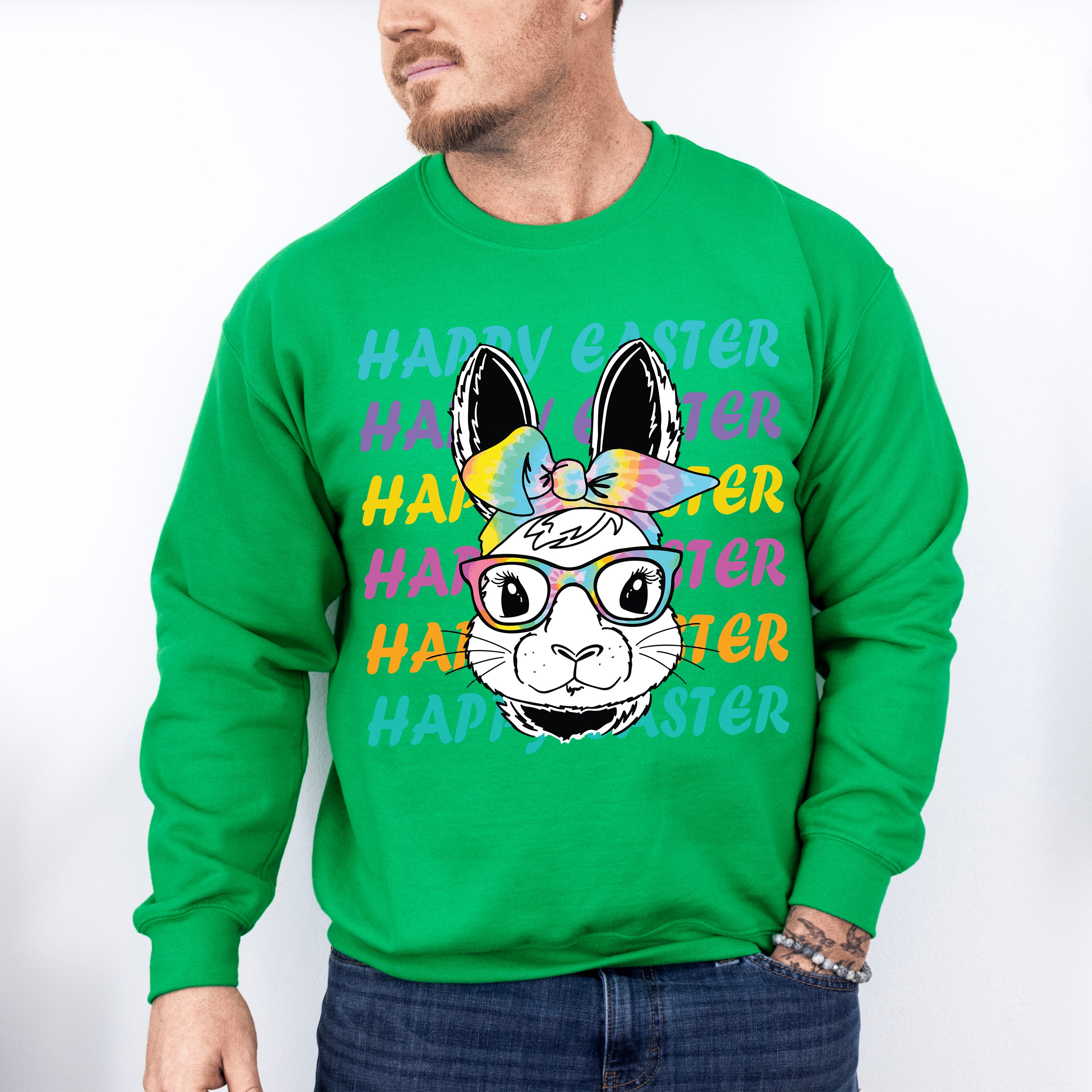 Rainbow Easter Bunny Easter Day Unisex Crewneck T-Shirt Sweatshirt Hoodie