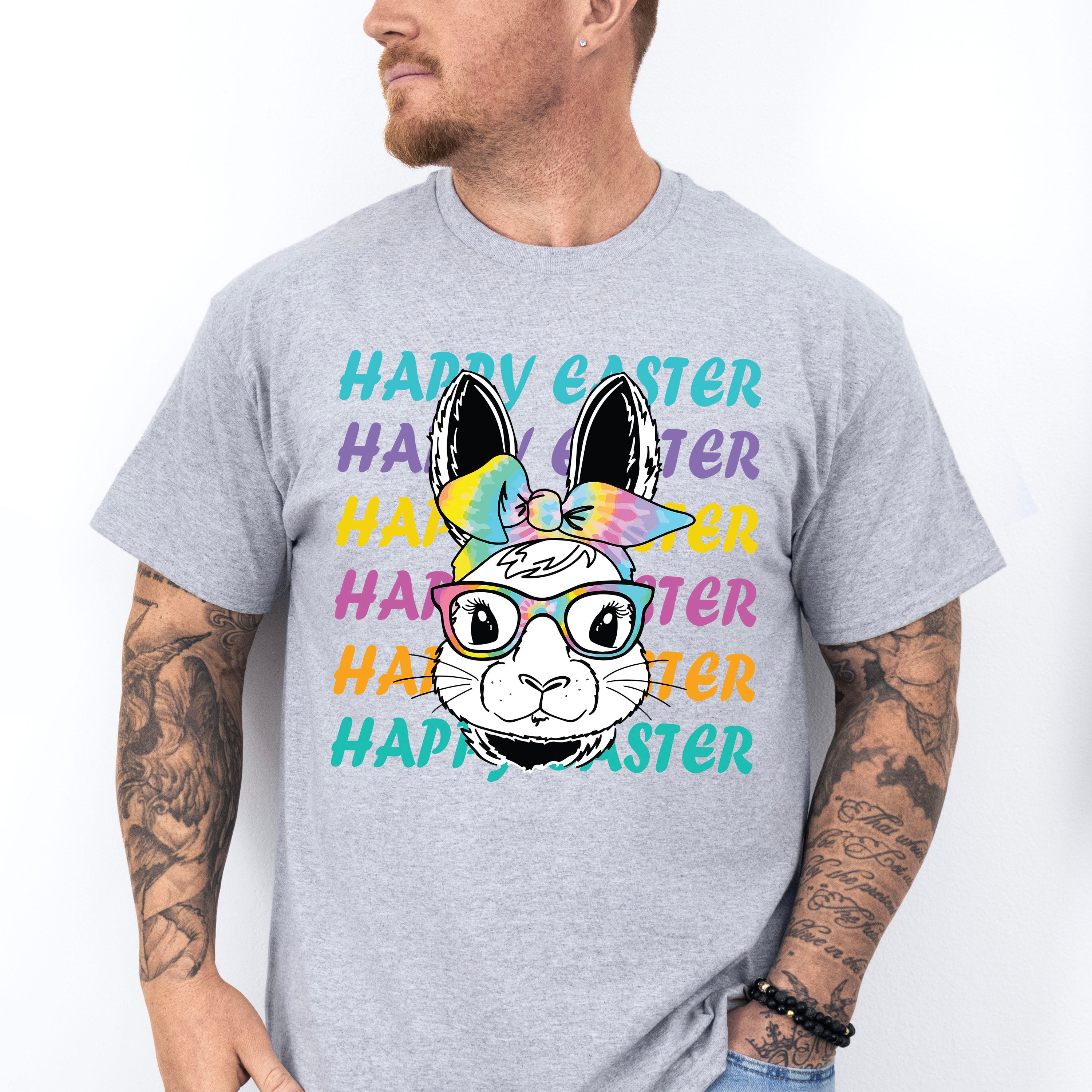 Rainbow Easter Bunny Easter Day Unisex Crewneck T-Shirt Sweatshirt Hoodie