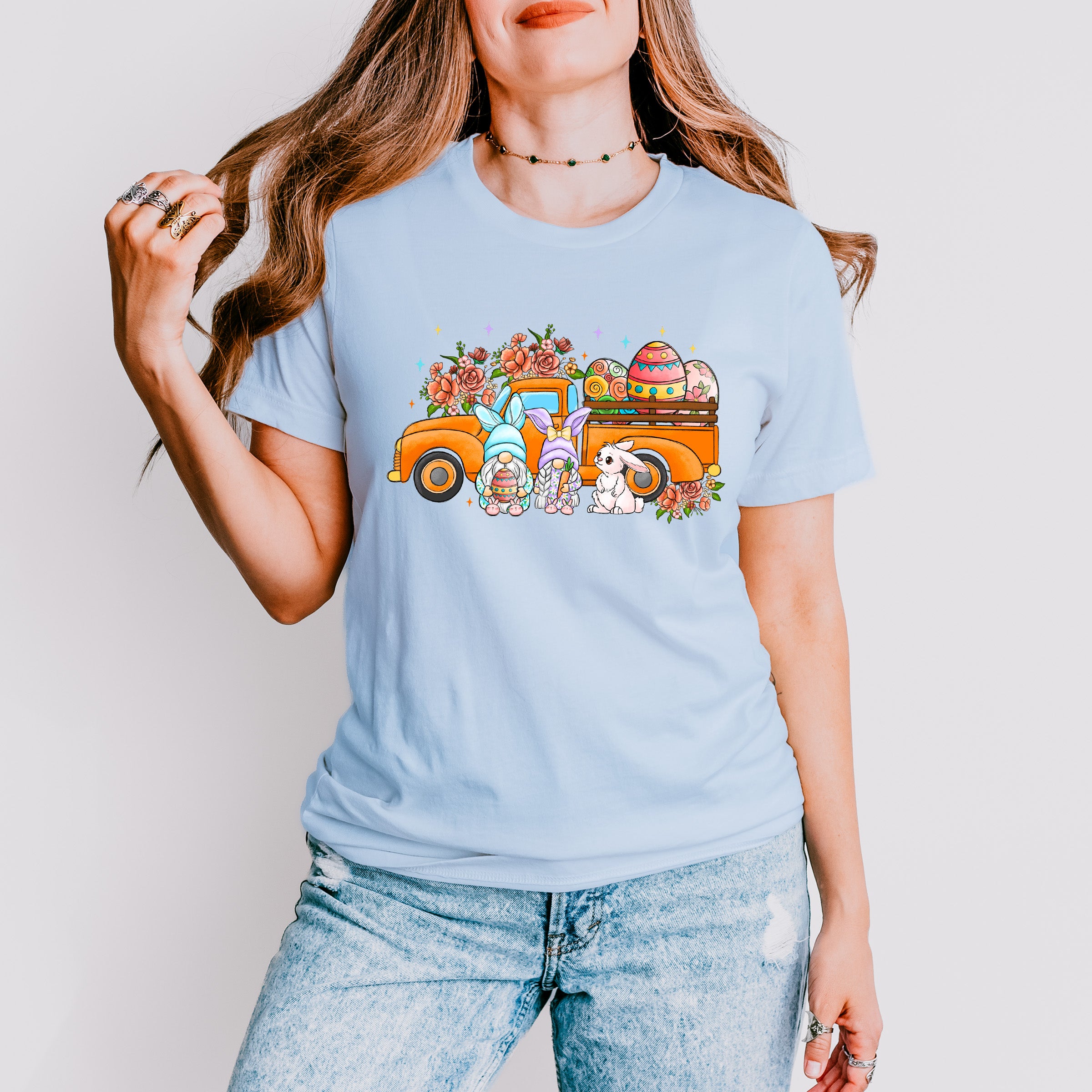 Easter Gnomes And Bunny Easter Day Unisex Crewneck T-Shirt Sweatshirt Hoodie