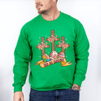 He Is Risen Cross Easter Day Unisex Crewneck T-Shirt Sweatshirt Hoodie