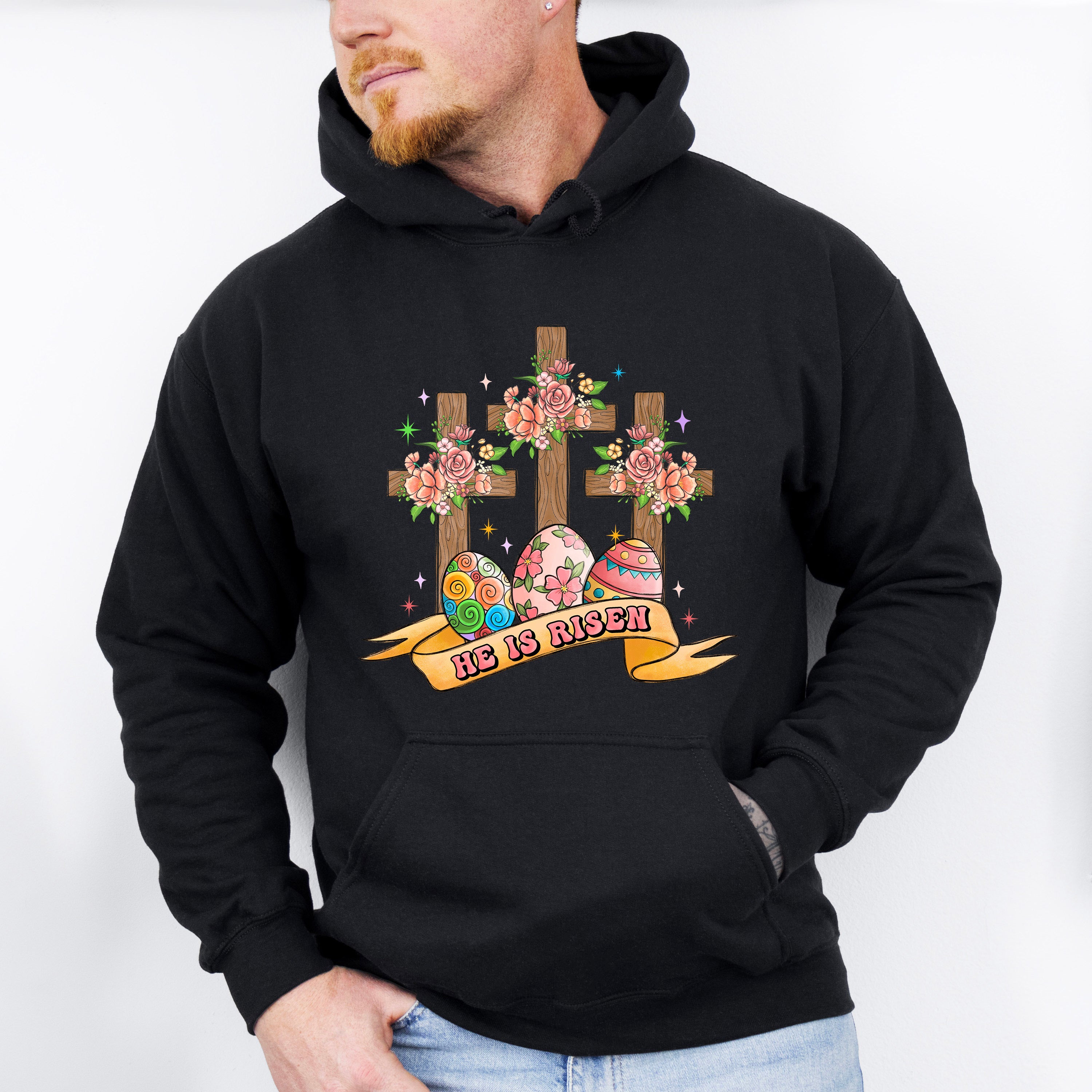 He Is Risen Cross Easter Day Unisex Crewneck T-Shirt Sweatshirt Hoodie