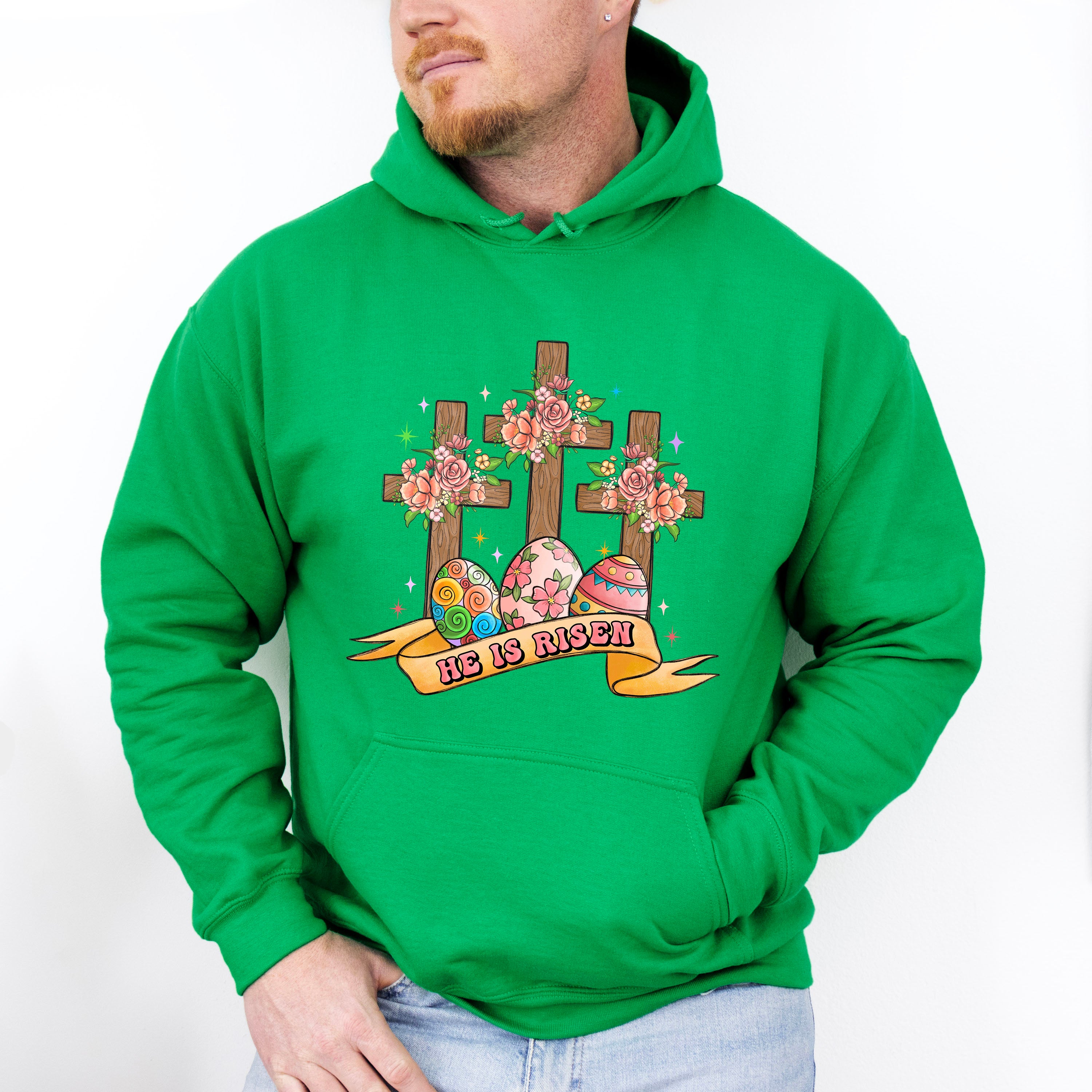 He Is Risen Cross Easter Day Unisex Crewneck T-Shirt Sweatshirt Hoodie