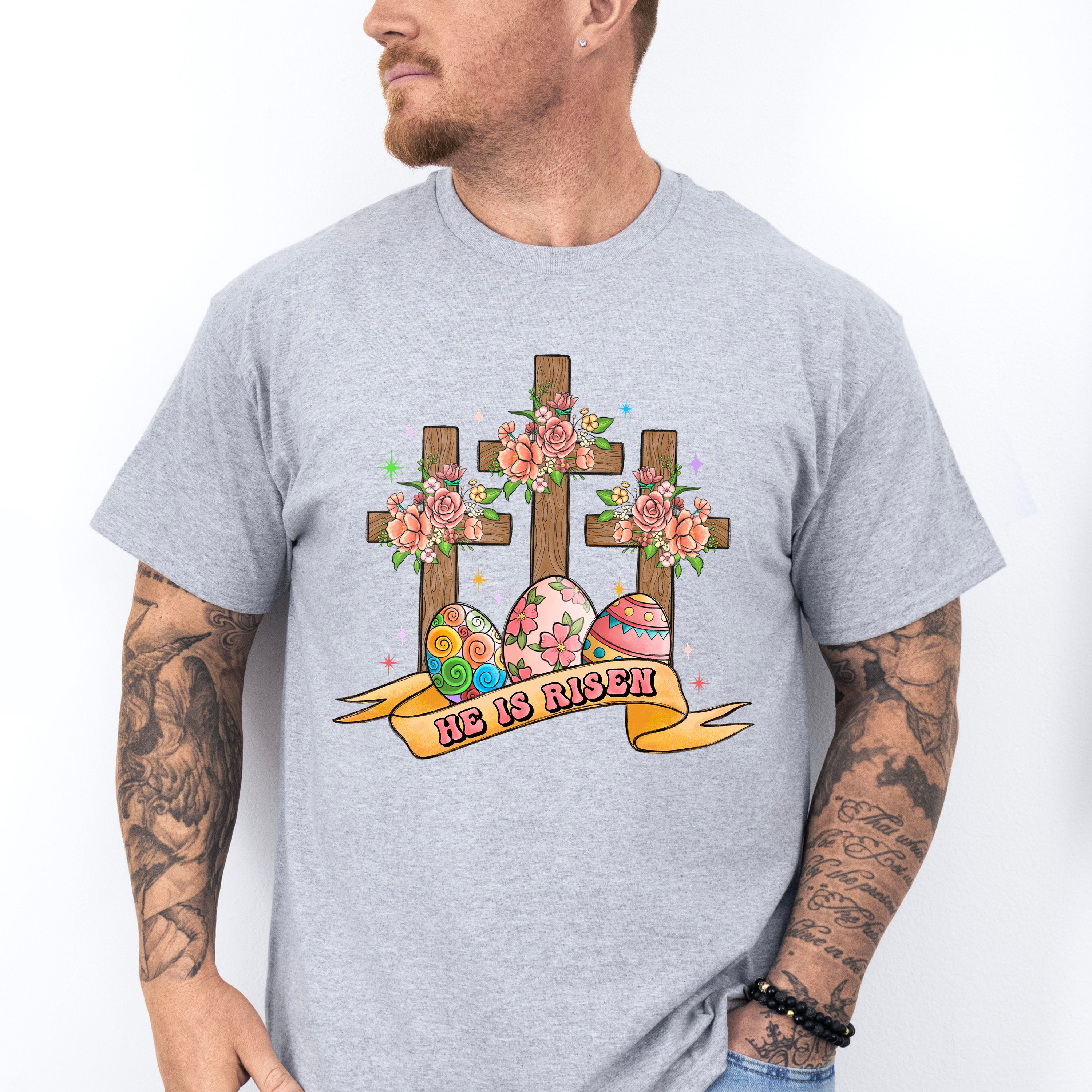 He Is Risen Cross Easter Day Unisex Crewneck T-Shirt Sweatshirt Hoodie