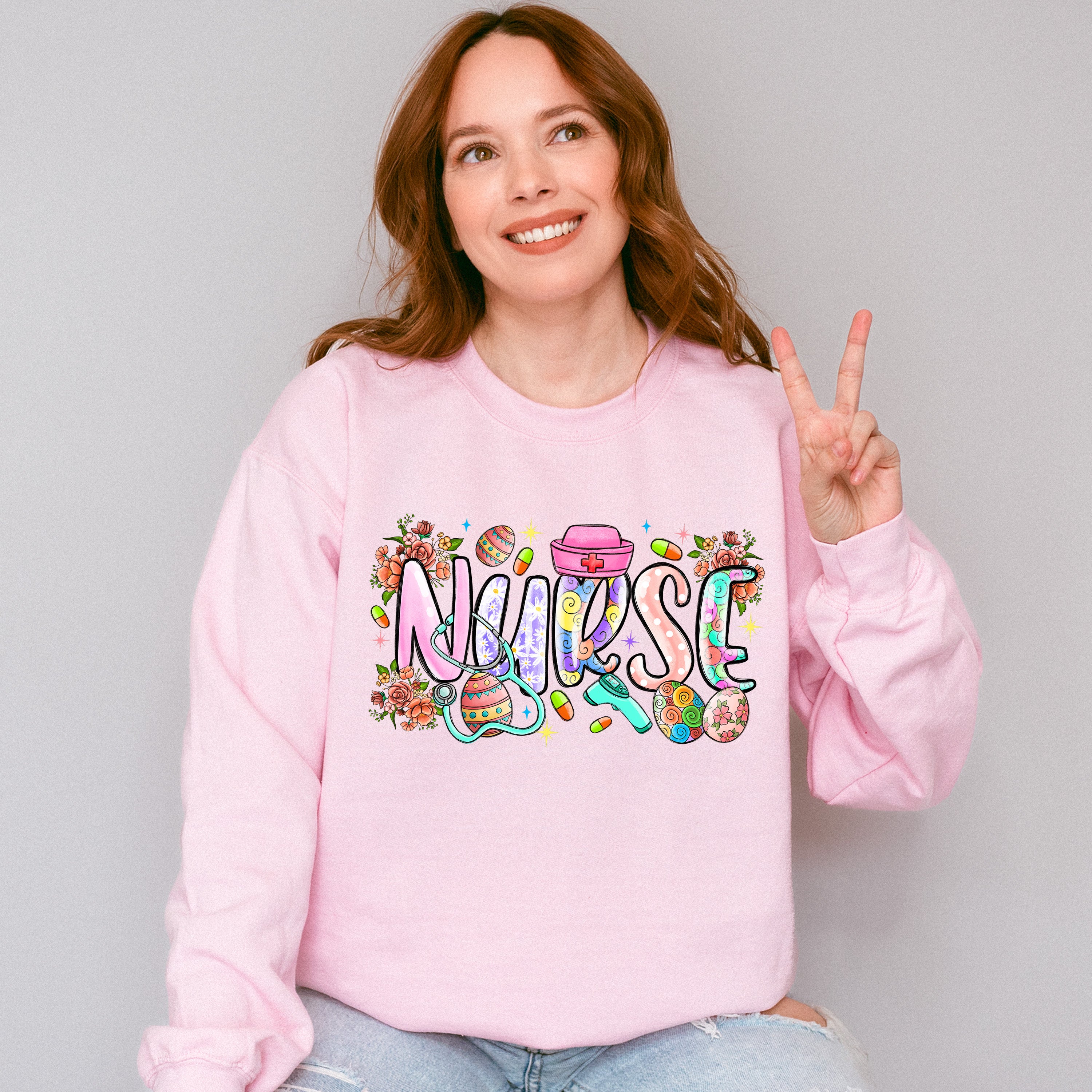 Easter Cute Nurse Easter Day Unisex Crewneck T-Shirt Sweatshirt Hoodie