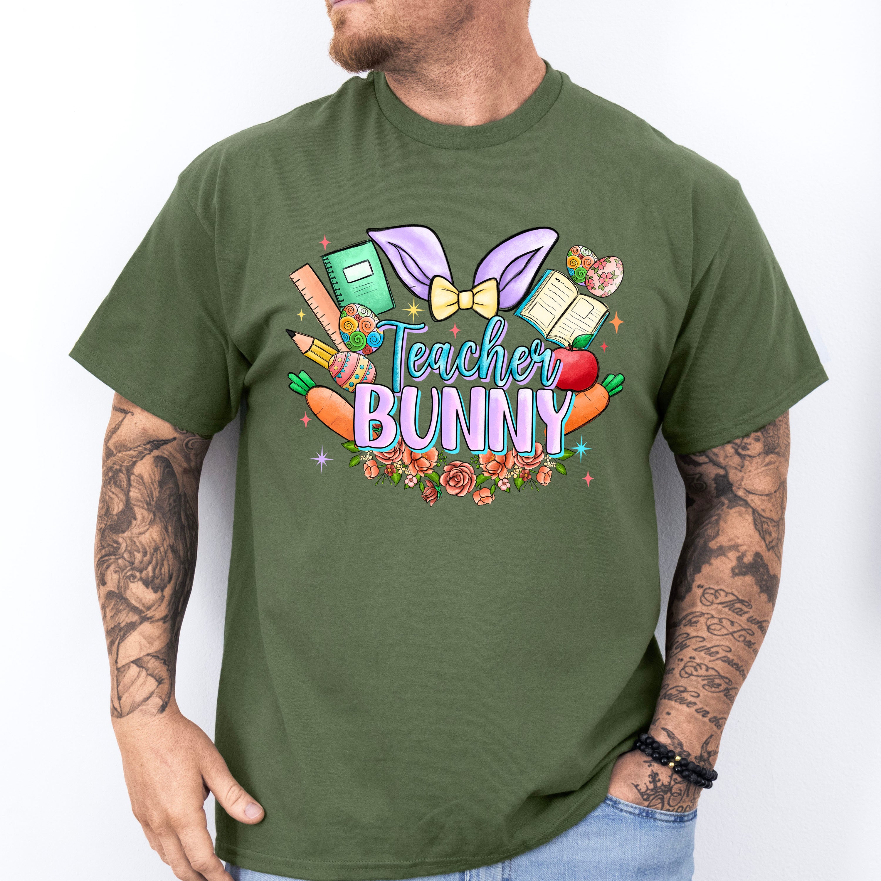 Teacher Bunny Easter Day Unisex Crewneck T-Shirt Sweatshirt Hoodie