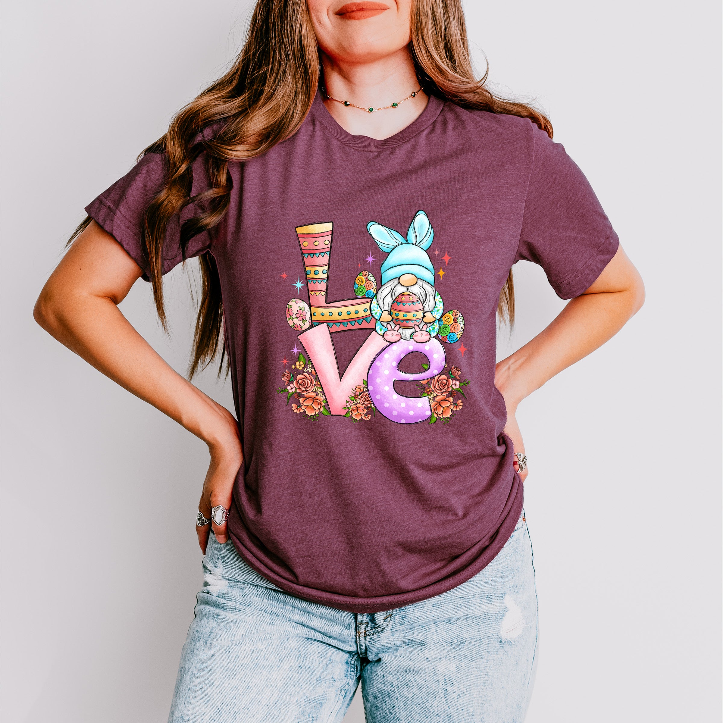 Love Gnome Easter Day Unisex Crewneck T-Shirt Sweatshirt Hoodie