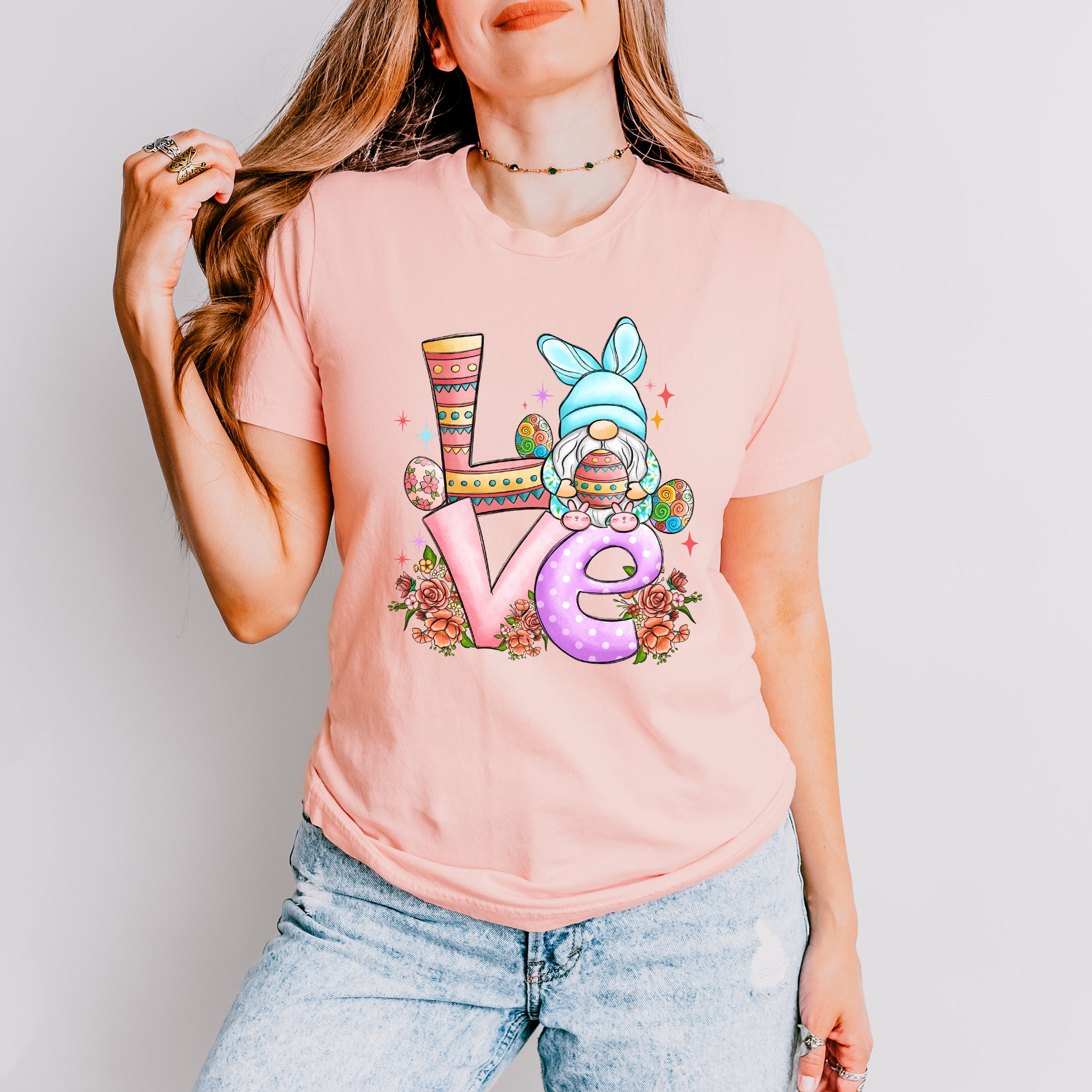 Love Gnome Easter Day Unisex Crewneck T-Shirt Sweatshirt Hoodie