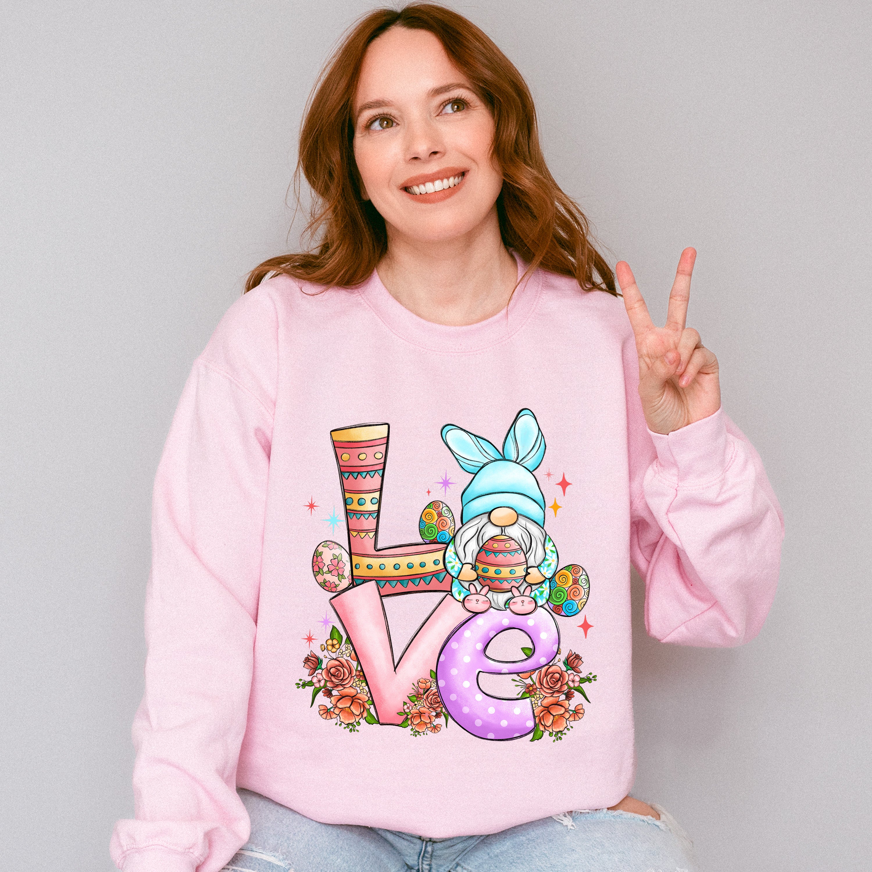 Love Gnome Easter Day Unisex Crewneck T-Shirt Sweatshirt Hoodie