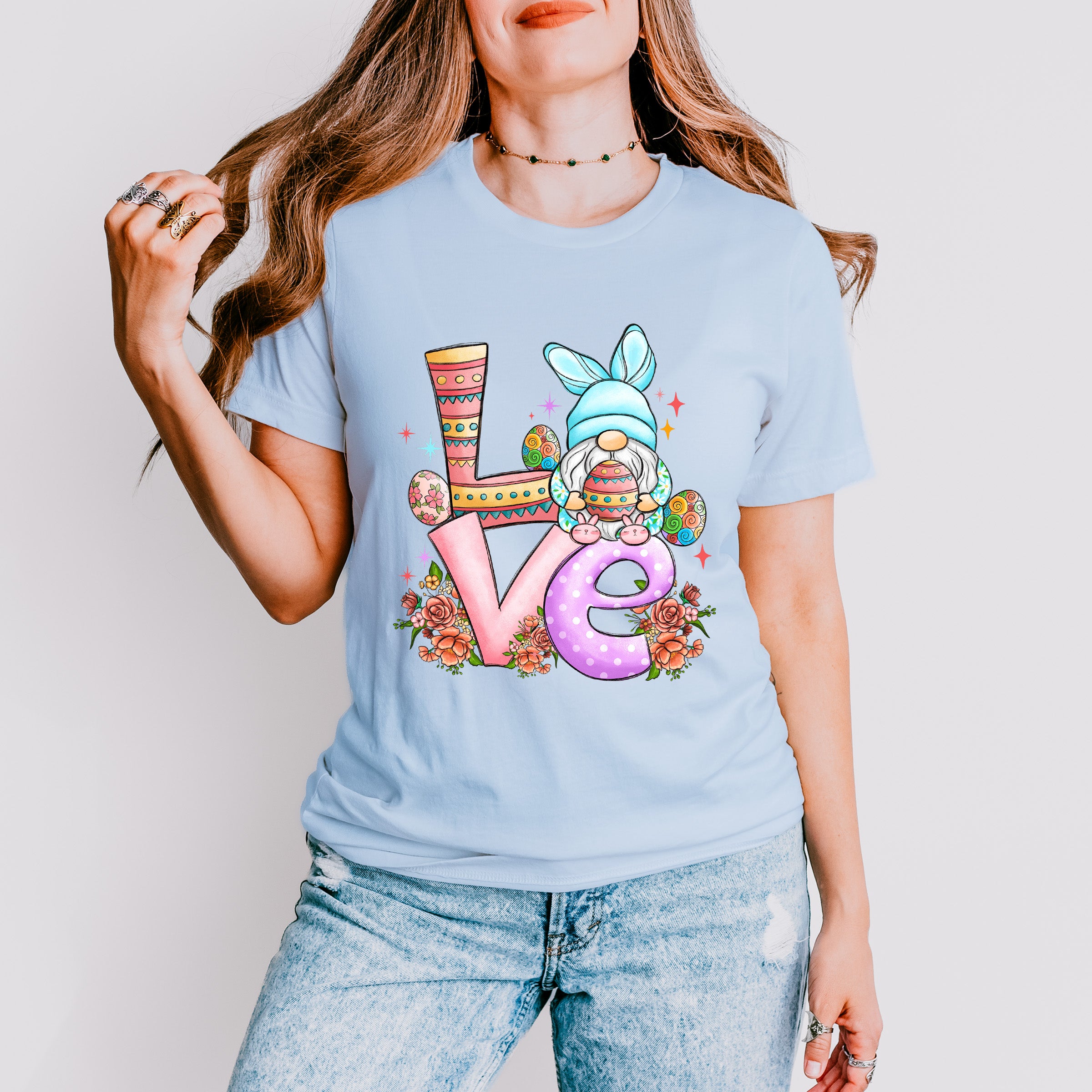 Love Gnome Easter Day Unisex Crewneck T-Shirt Sweatshirt Hoodie