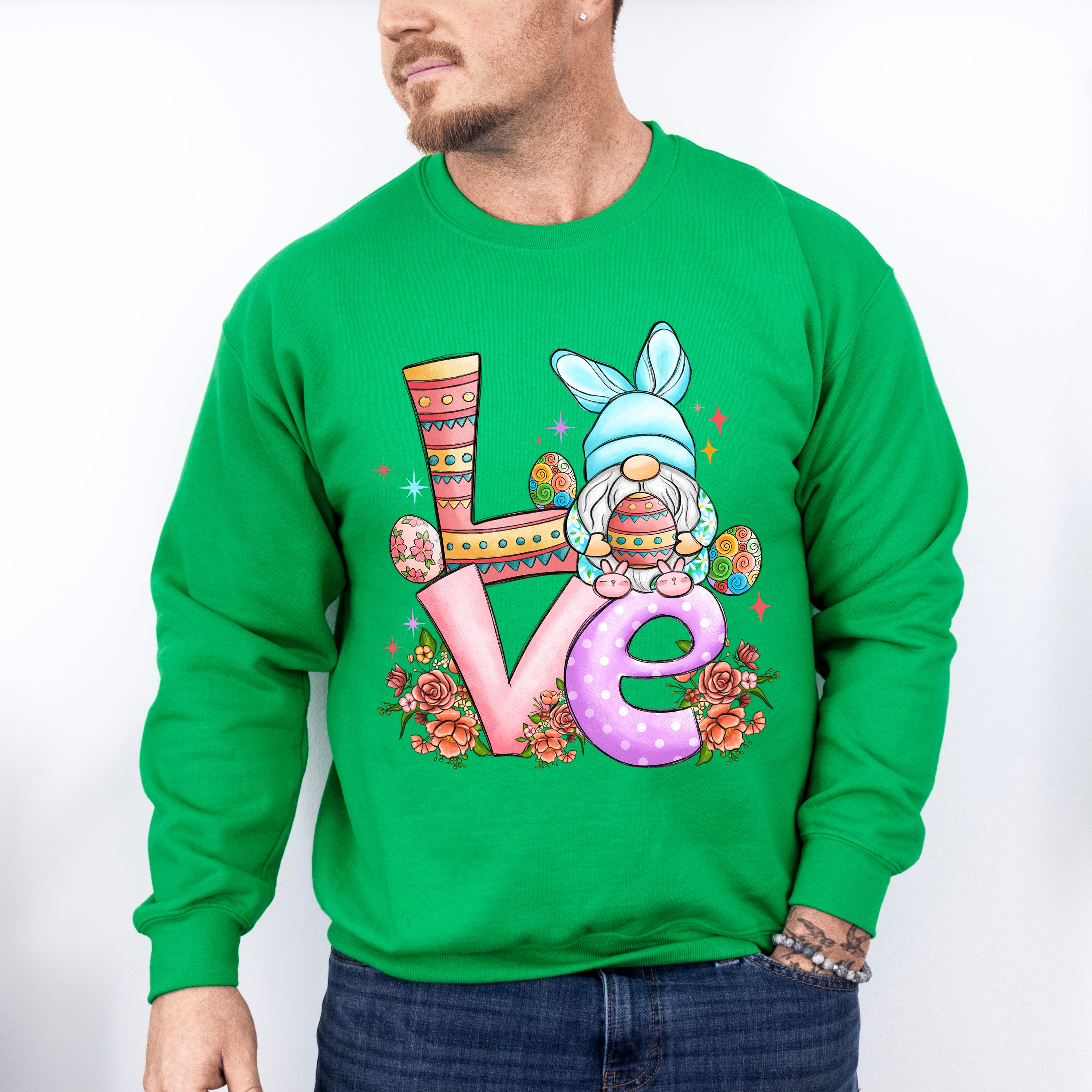 Love Gnome Easter Day Unisex Crewneck T-Shirt Sweatshirt Hoodie