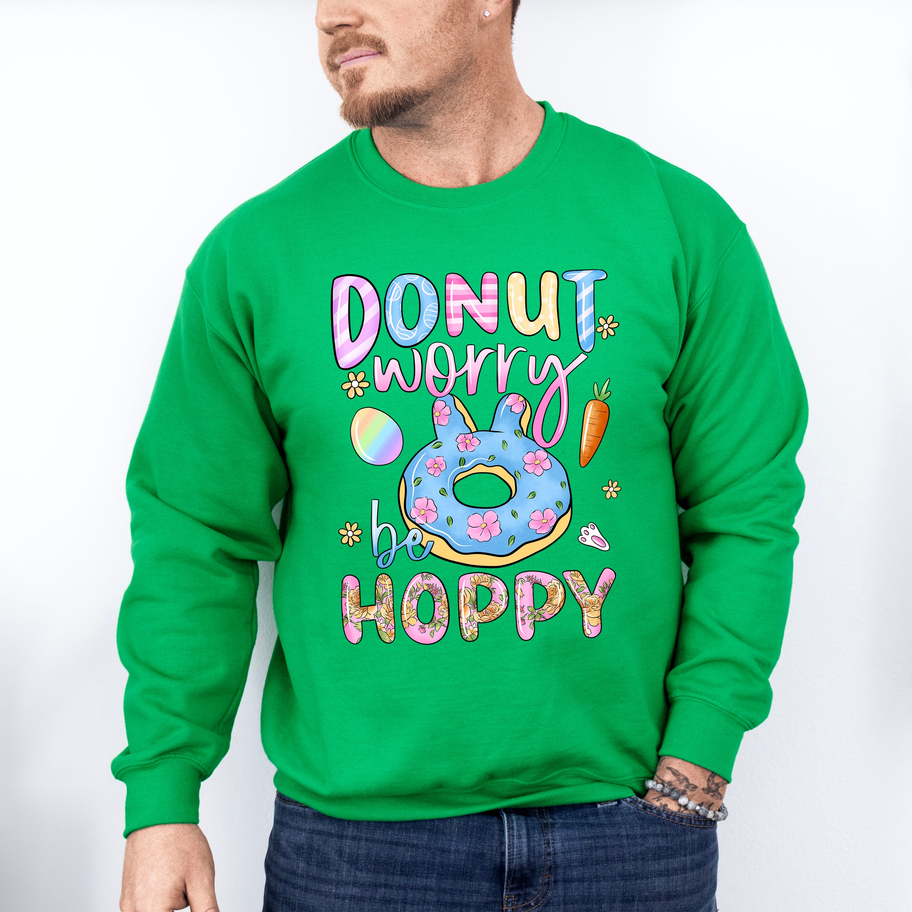 Donut Worry Be Happy Easter Day Unisex Crewneck T-Shirt Sweatshirt Hoodie