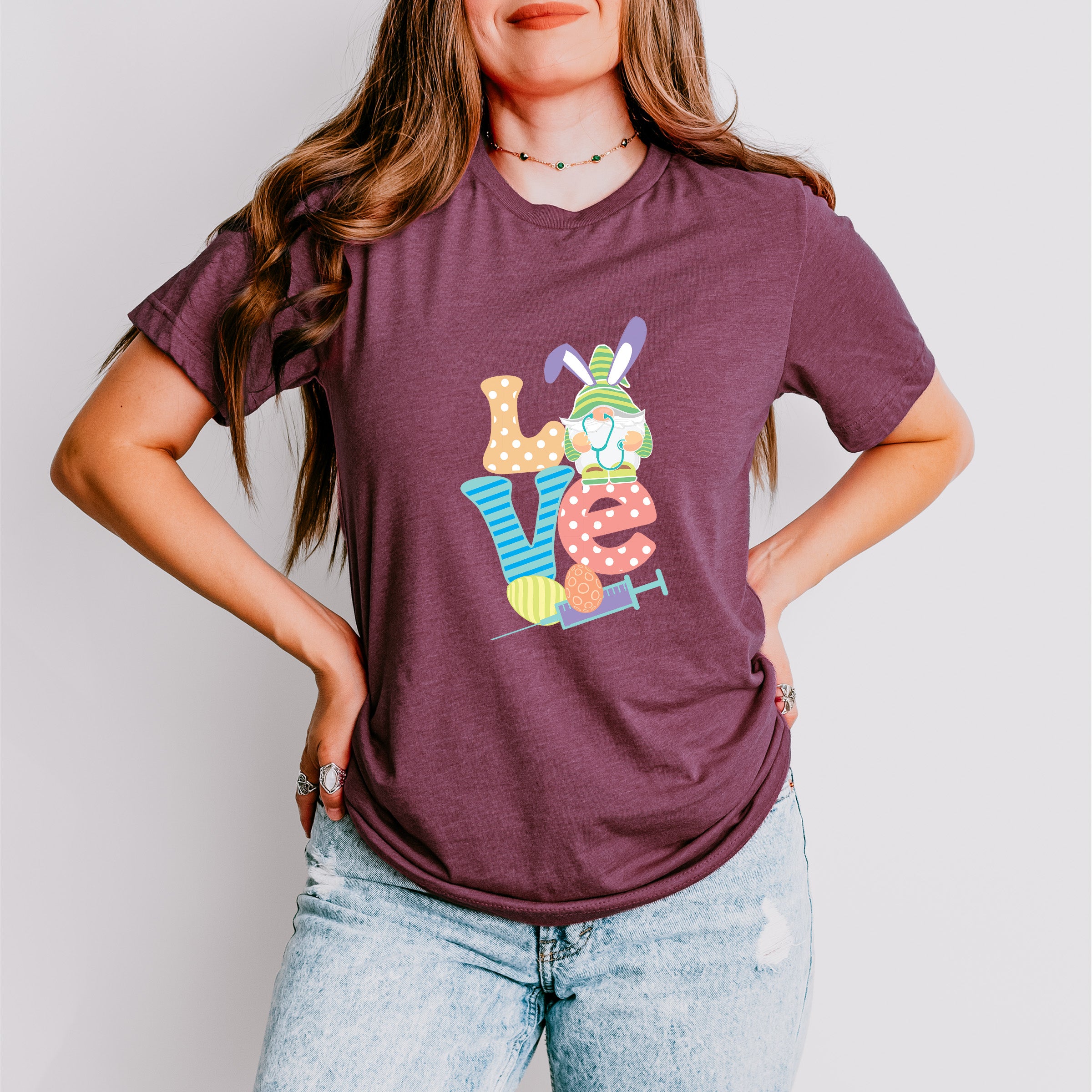 Love Nurse Gnome Easter Day Unisex Crewneck T-Shirt Sweatshirt Hoodie