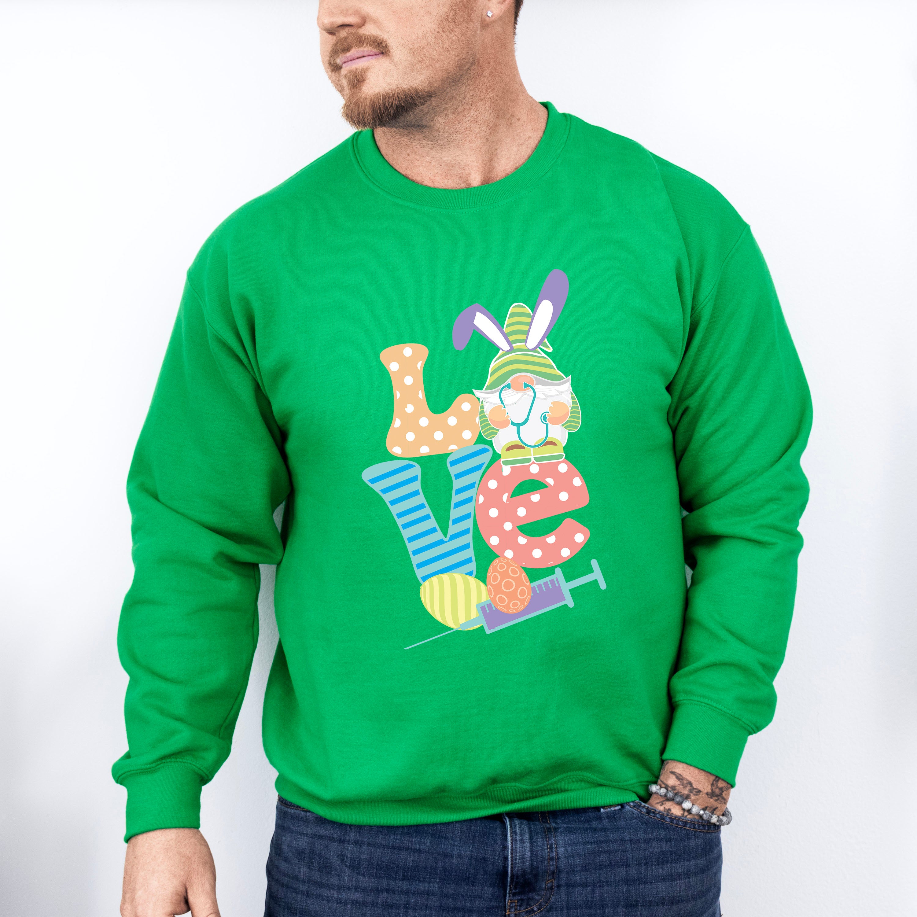 Love Nurse Gnome Easter Day Unisex Crewneck T-Shirt Sweatshirt Hoodie