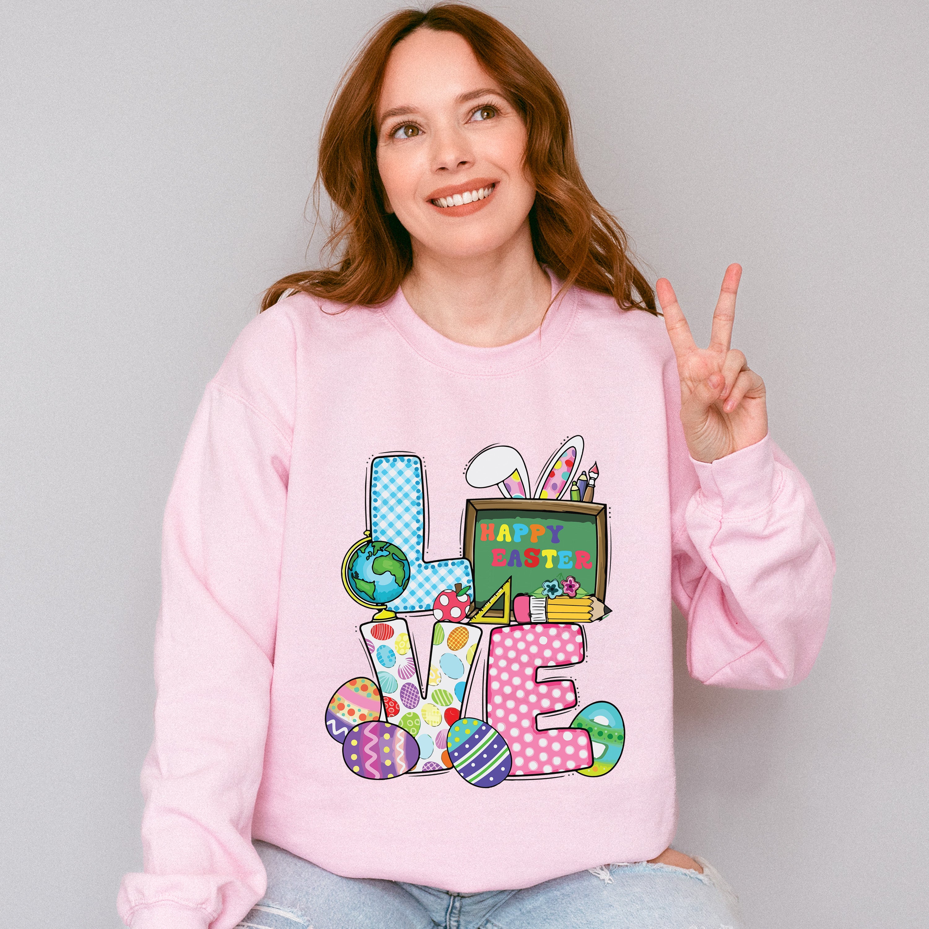 Love Happy Easter Easter Day Unisex Crewneck T-Shirt Sweatshirt Hoodie