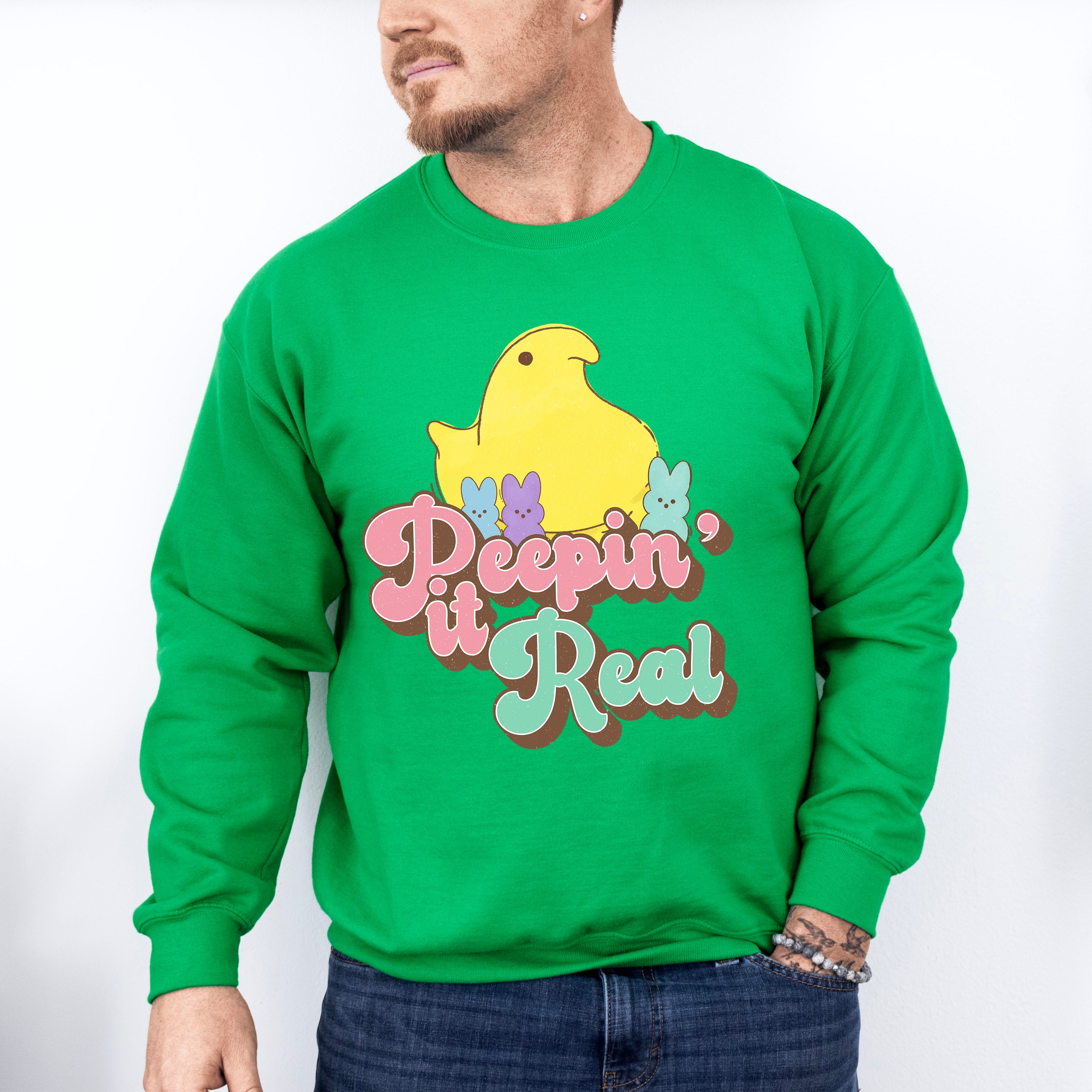 Peepin It Real Easter Day Unisex Crewneck T-Shirt Sweatshirt Hoodie
