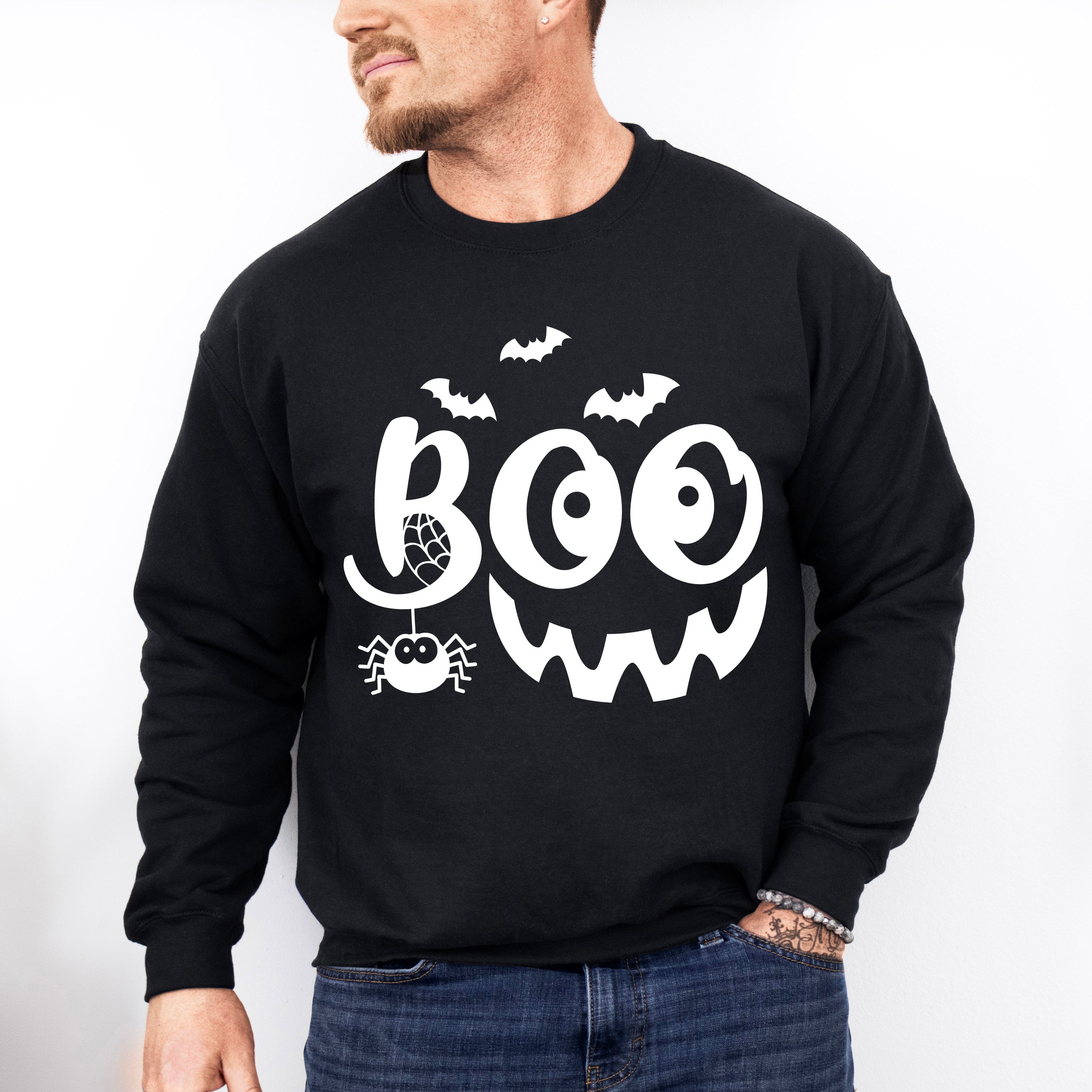 Halloween Boo pumpkin smile face design - Halloween Unisex Crewneck T-Shirt Sweatshirt Hoodie