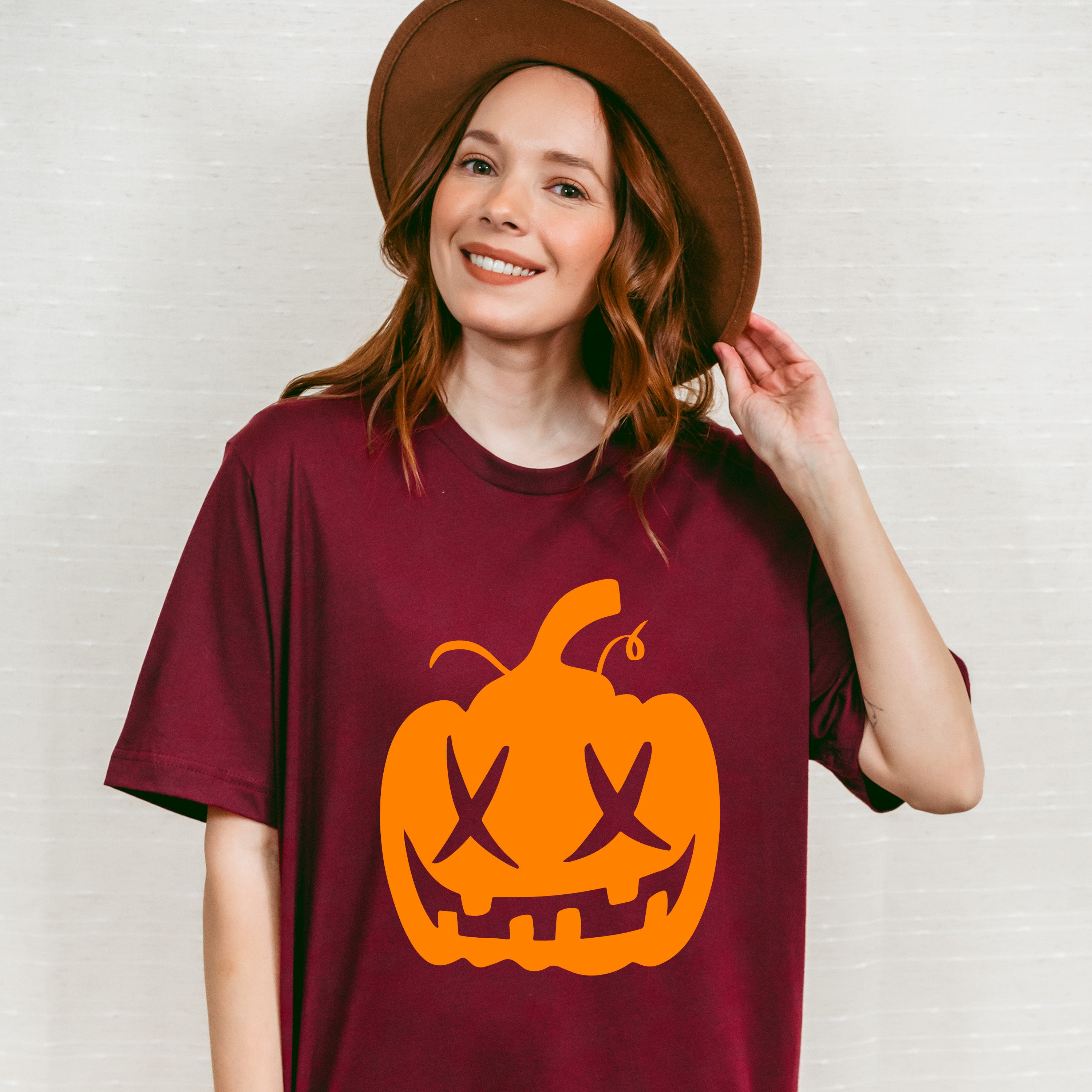 Orange Pumpkin Design - Halloween Unisex Crewneck T-Shirt Sweatshirt Hoodie