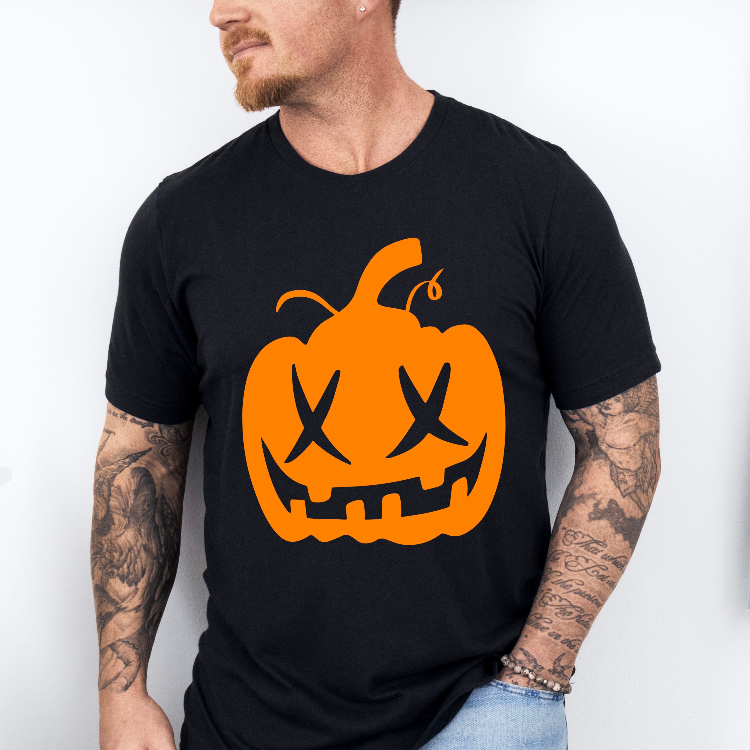 Orange Pumpkin Design - Halloween Unisex Crewneck T-Shirt Sweatshirt Hoodie