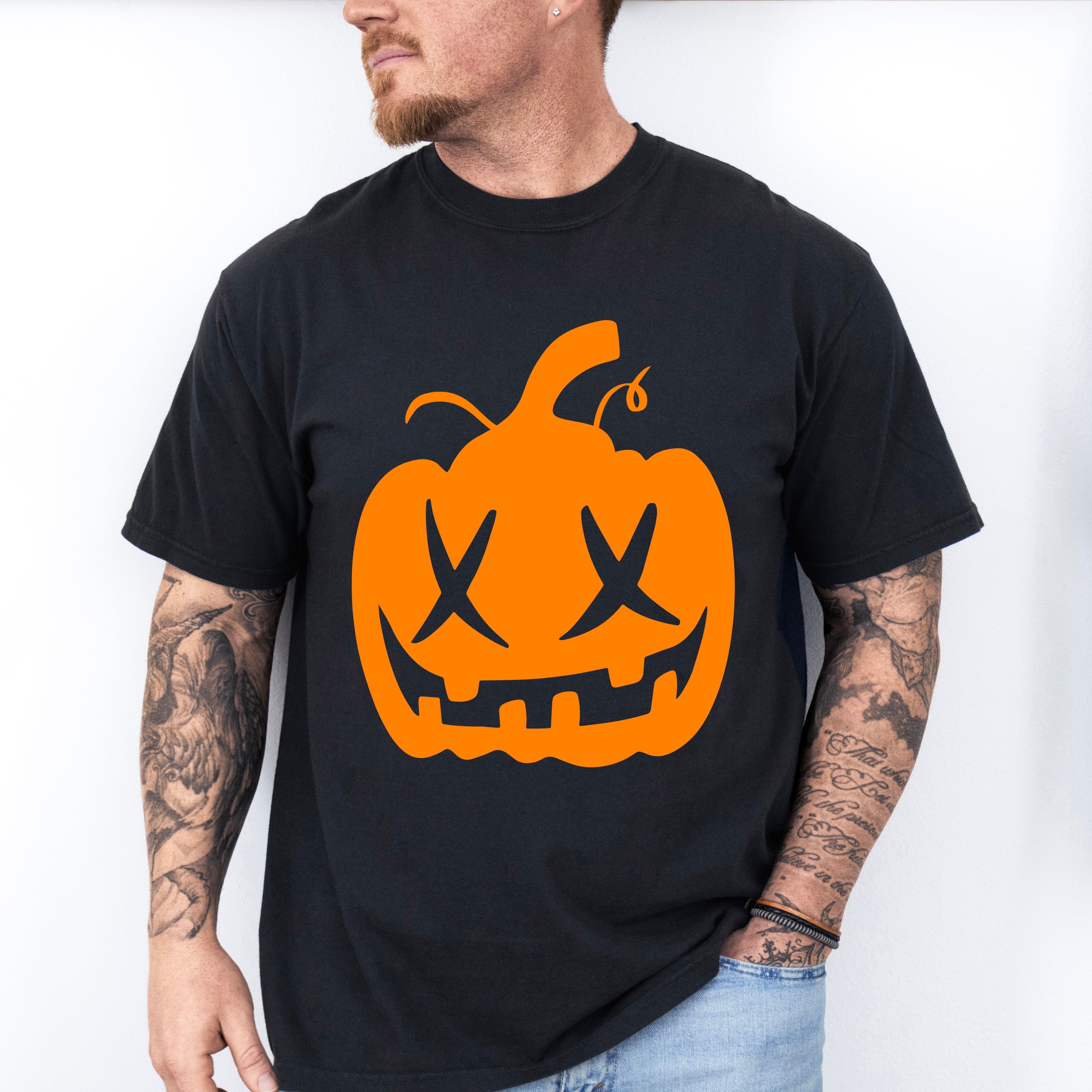 Orange Pumpkin Design - Halloween Unisex Crewneck T-Shirt Sweatshirt Hoodie