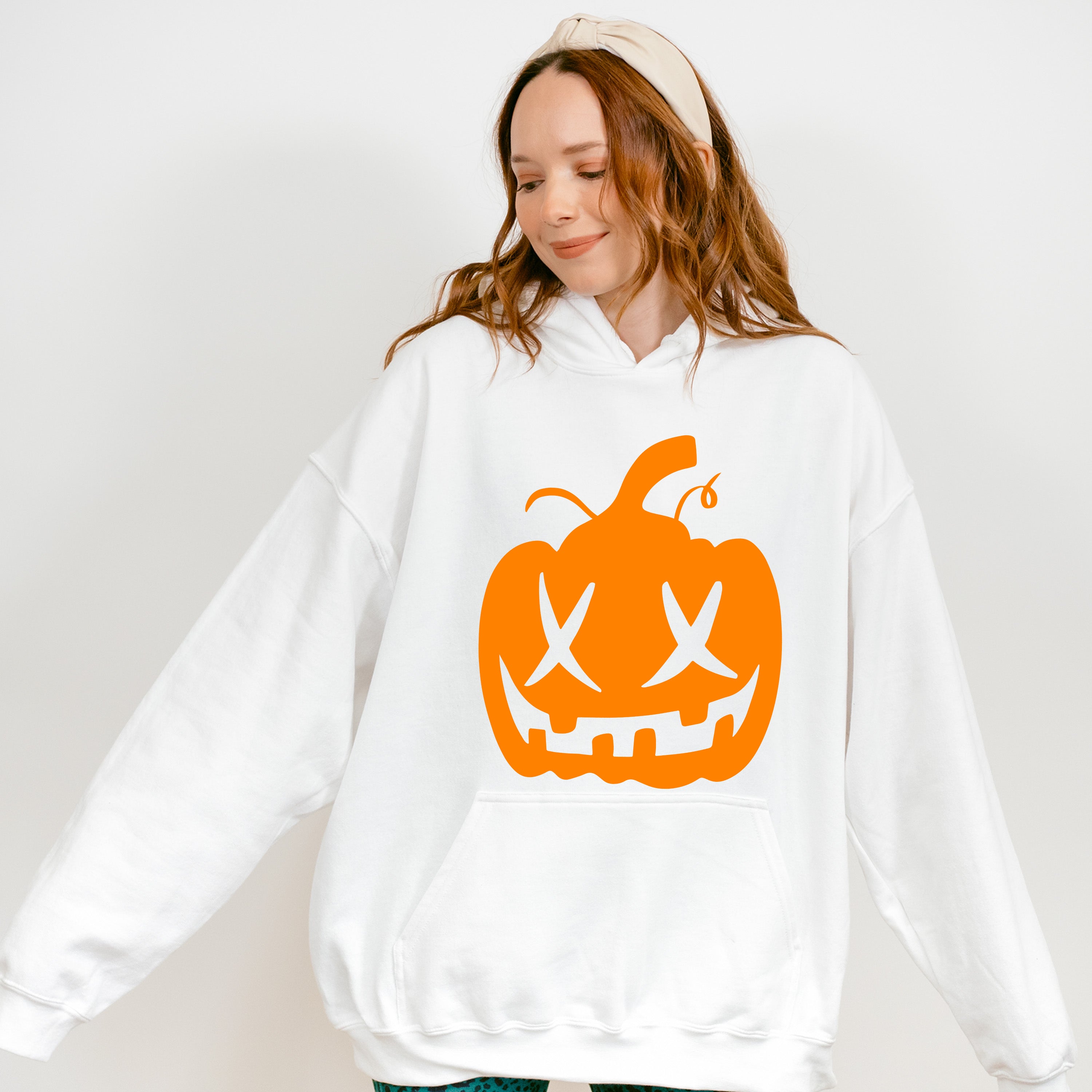Orange Pumpkin Design - Halloween Unisex Crewneck T-Shirt Sweatshirt Hoodie