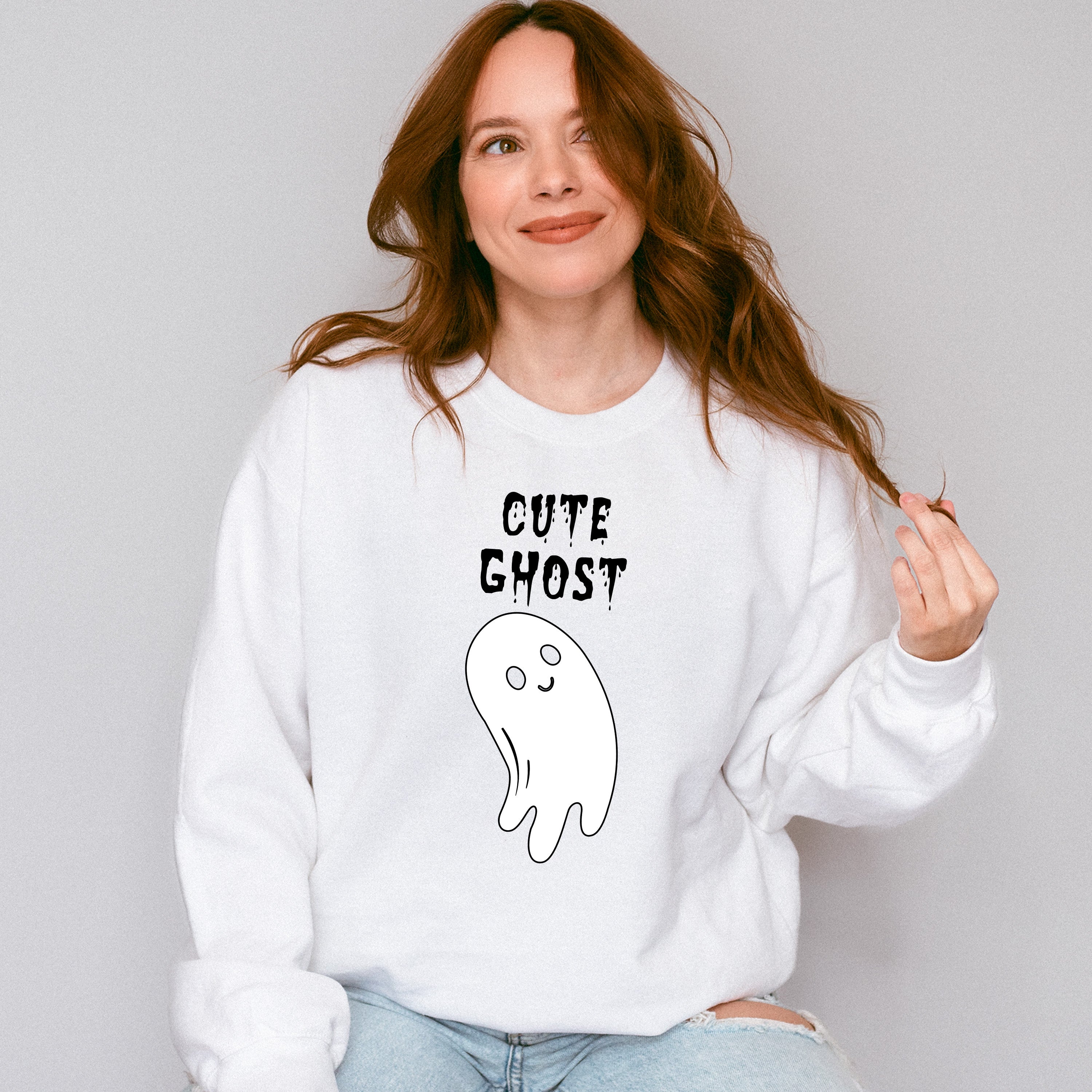 Cute Ghost Design - Halloween Unisex Crewneck T-Shirt Sweatshirt Hoodie